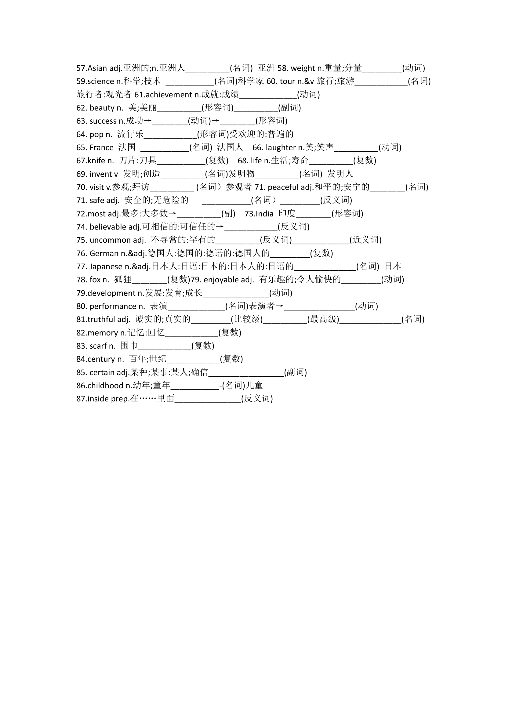 2021-2022学年人教版八年级英语下册期末词汇拓展（无答案）.doc第2页