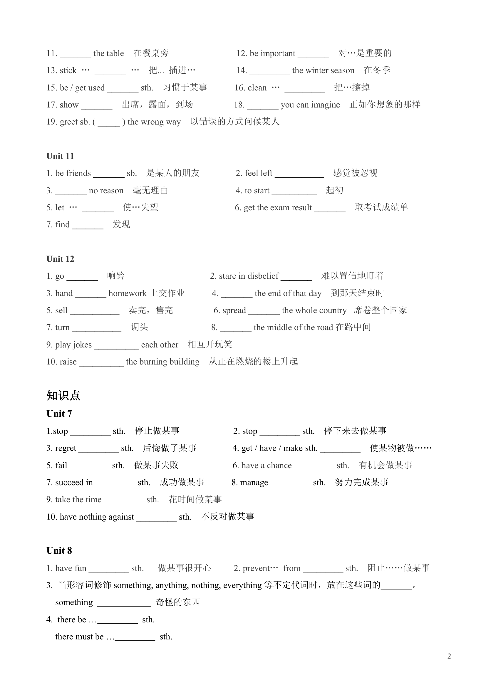 人教版九年级英语 期末Unit7-Unit12 知识点用法默写（含答案）.doc第2页