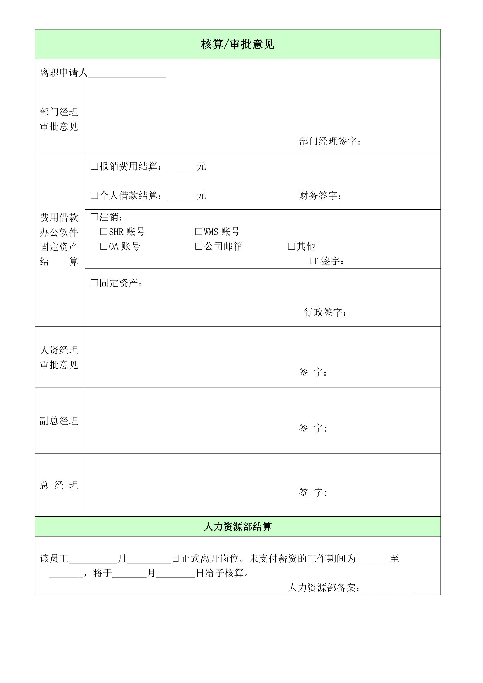 员工离职通用申请审批表.doc第2页