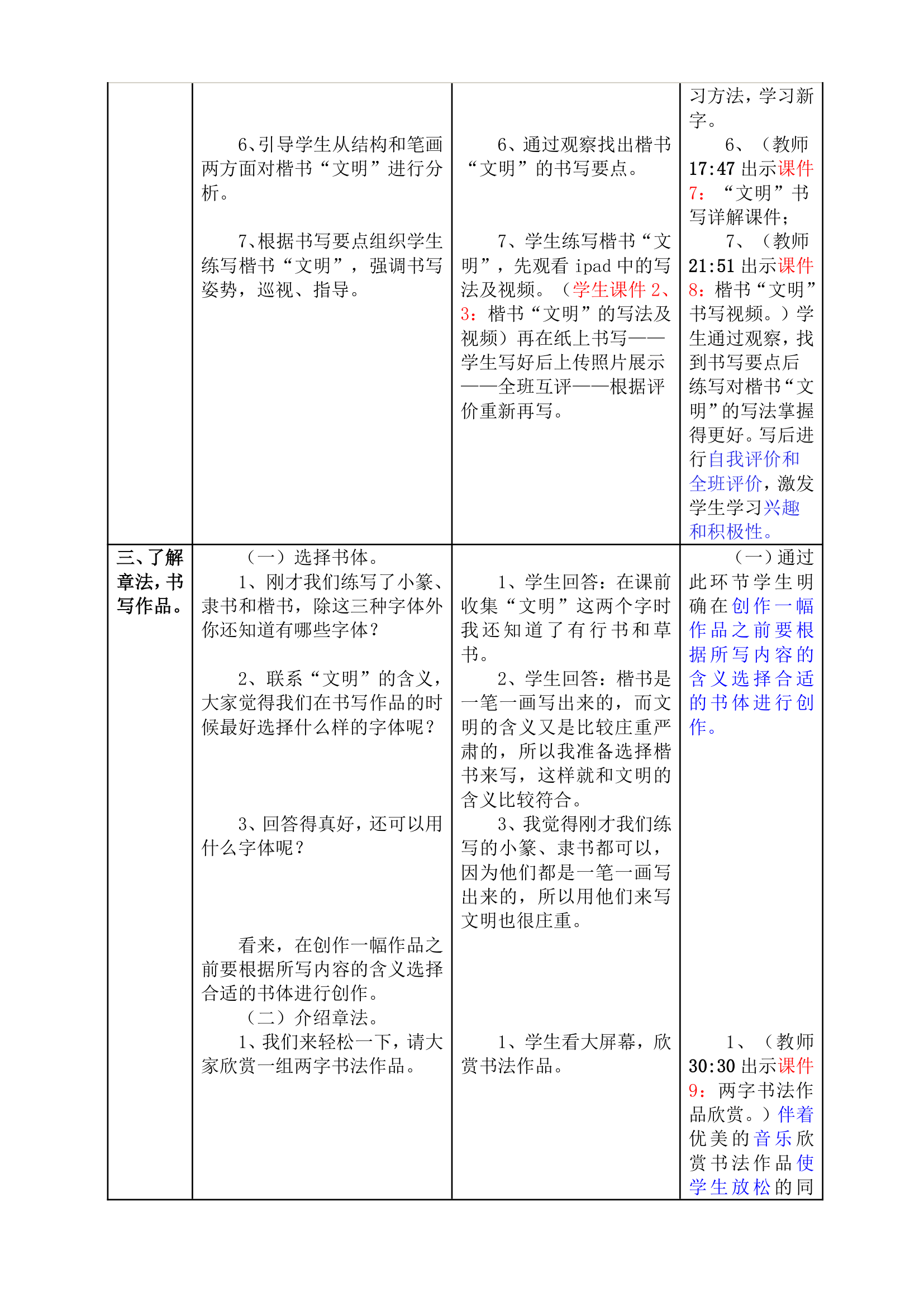 人美 版三年级书法下册《集字练习：文明》教学设计.doc第4页