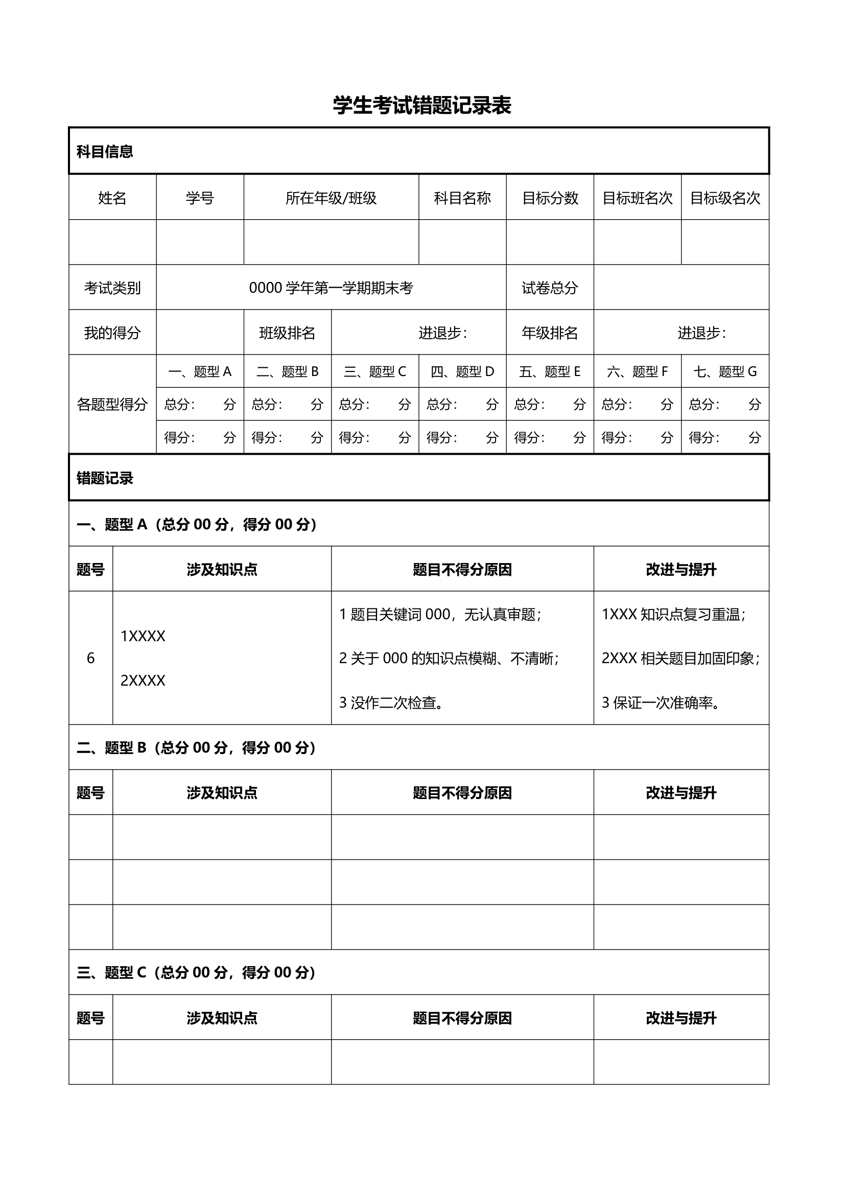 学生考试错题记录表.docx第1页