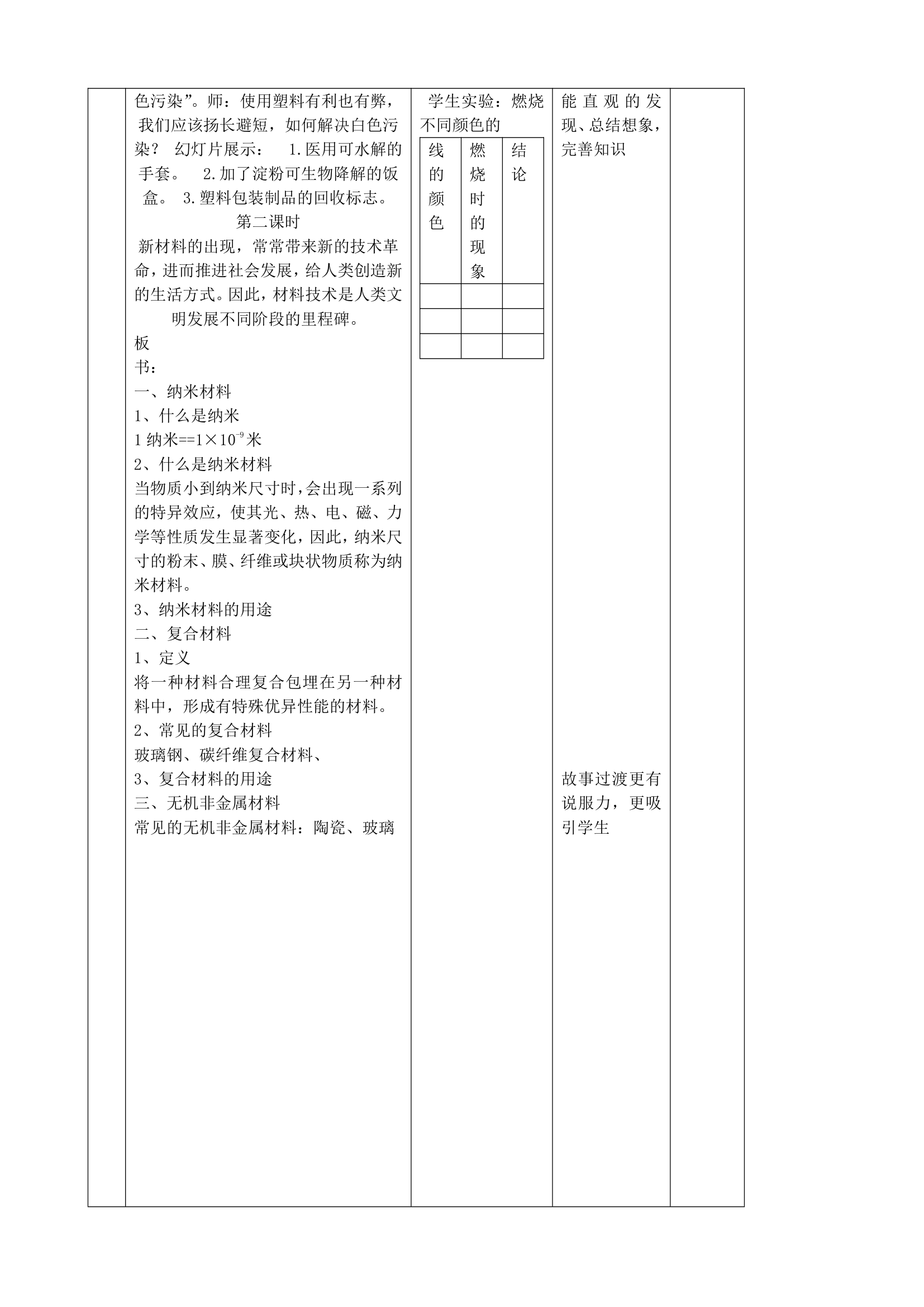 粤教版九年级化学下册9.2 化学合成材料教案（表格型）.doc第3页