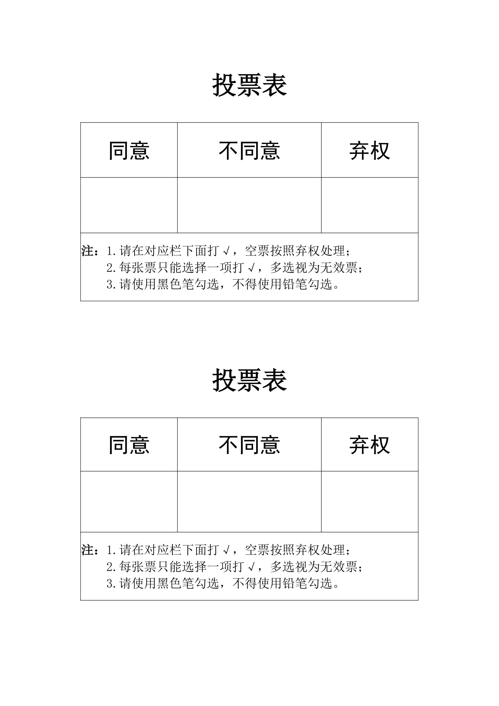 表决投票表模板.docx第1页