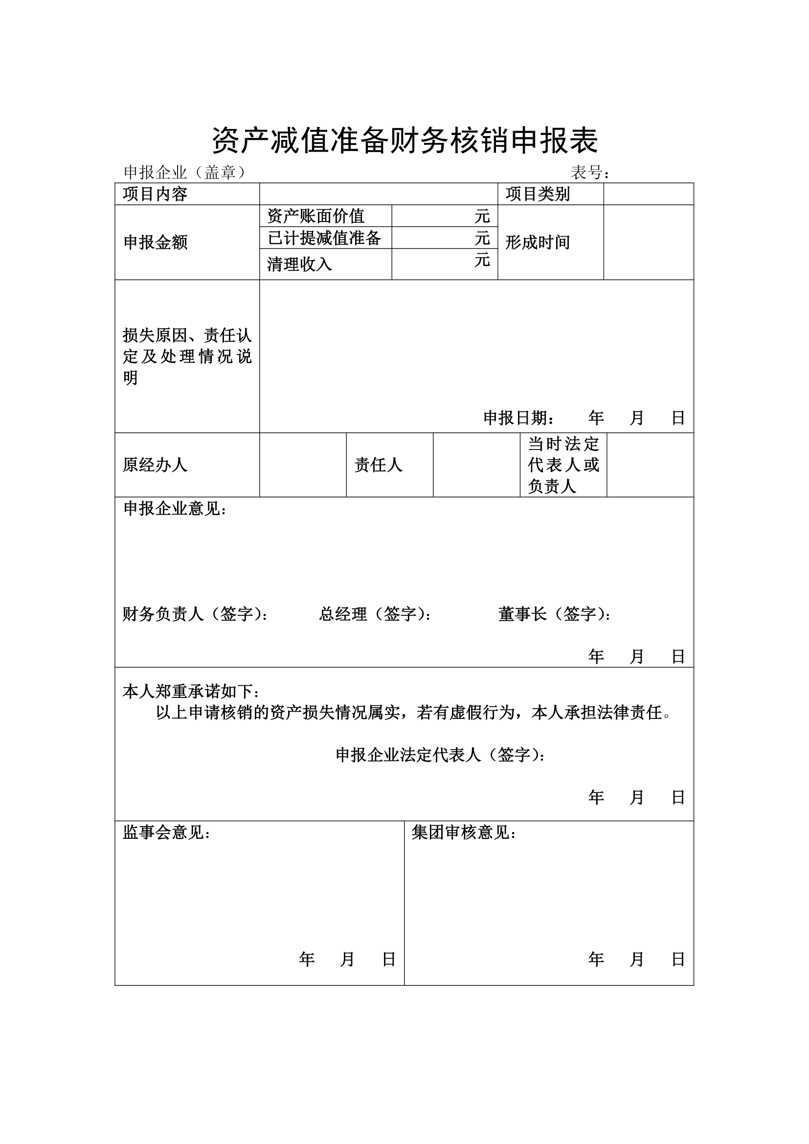 资产减值准备财务核销申报表.docx第1页