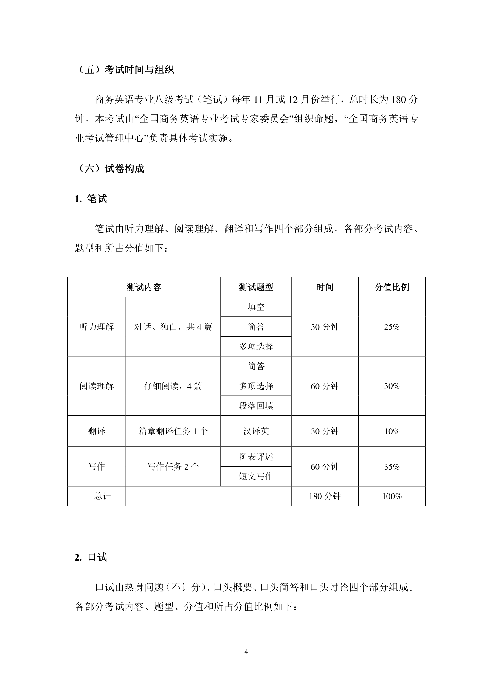 全国商务英语专业八级考试大纲第4页