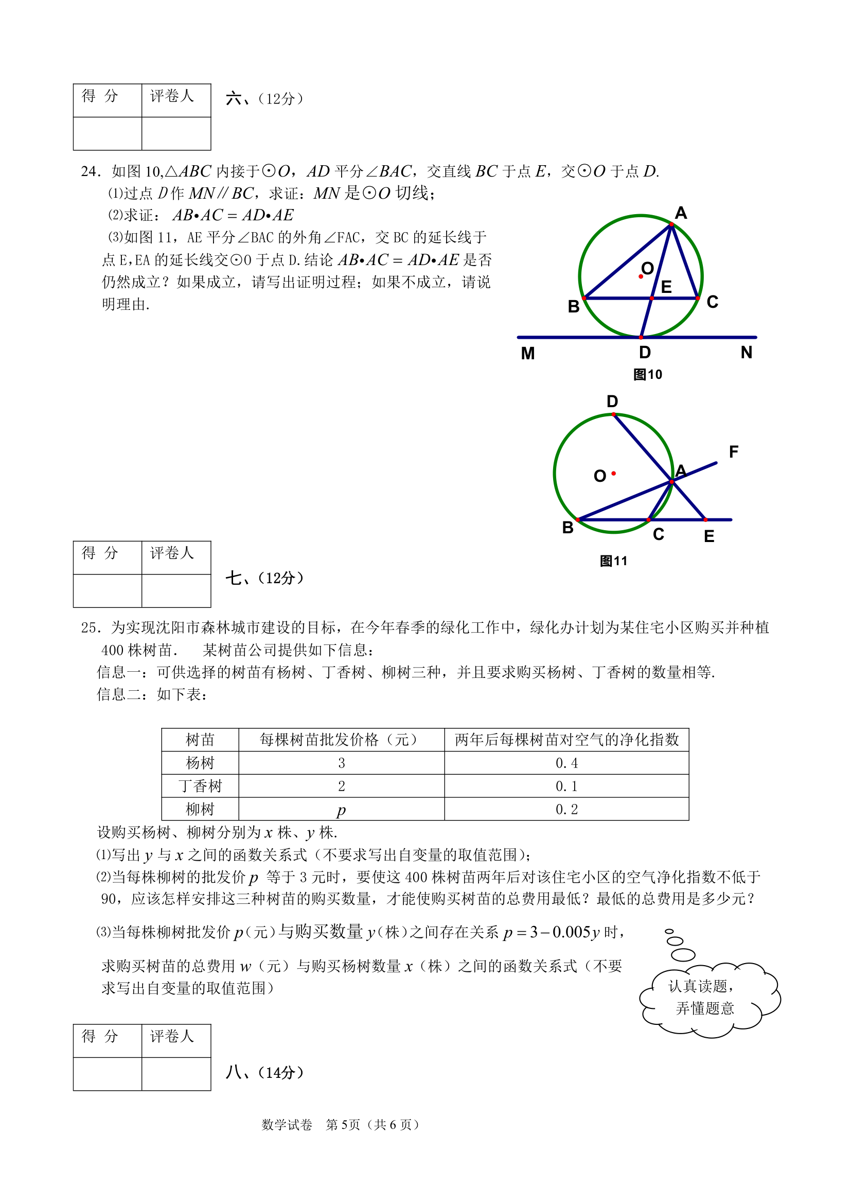 2005年沈阳中考试题第5页