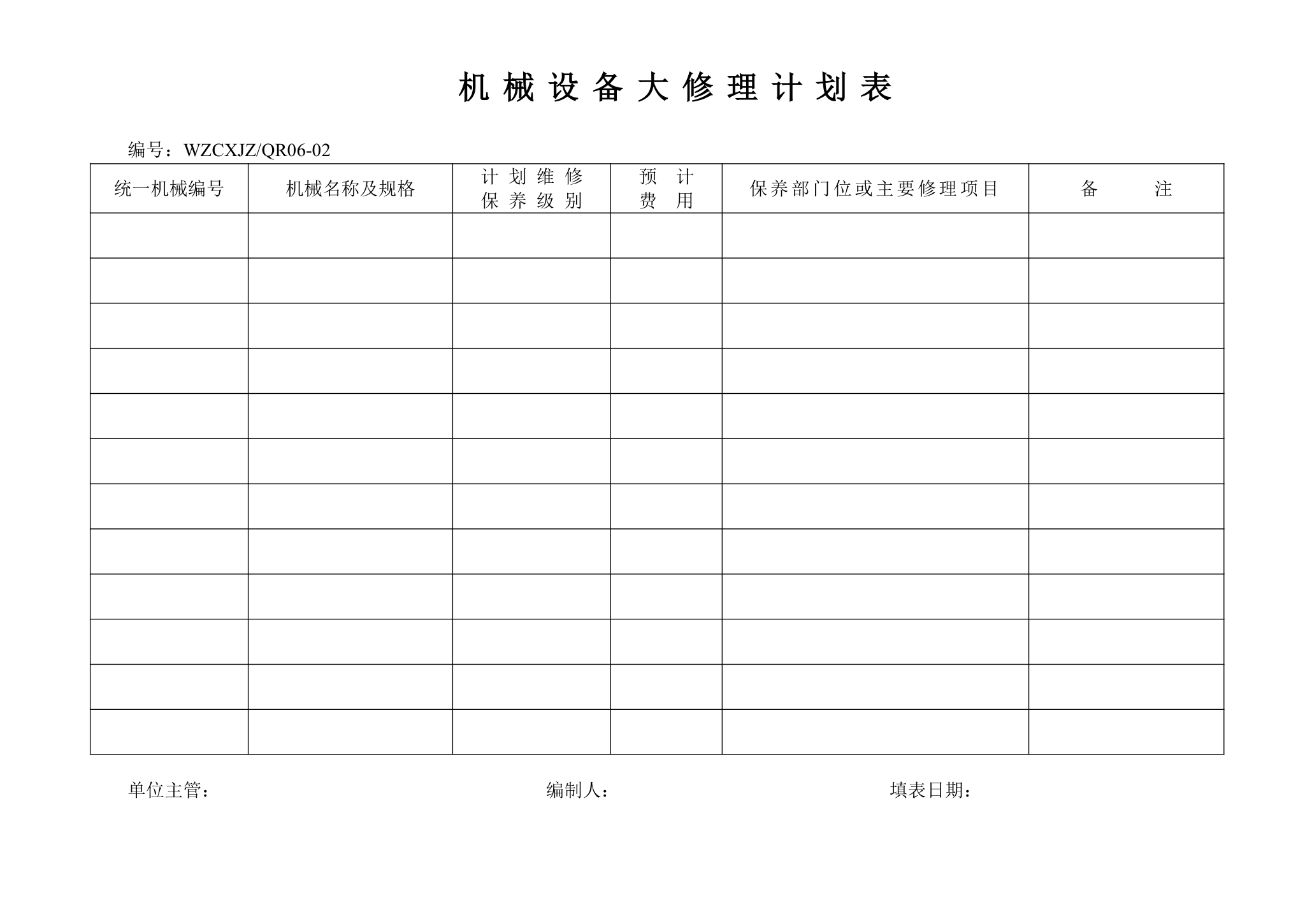 机械设备大修理计划表.doc第1页