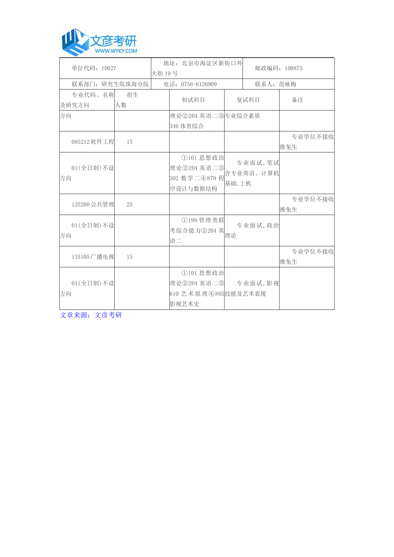 北京师范大学2017年研究生院珠海分院招生专业目录_北师大考研网第2页