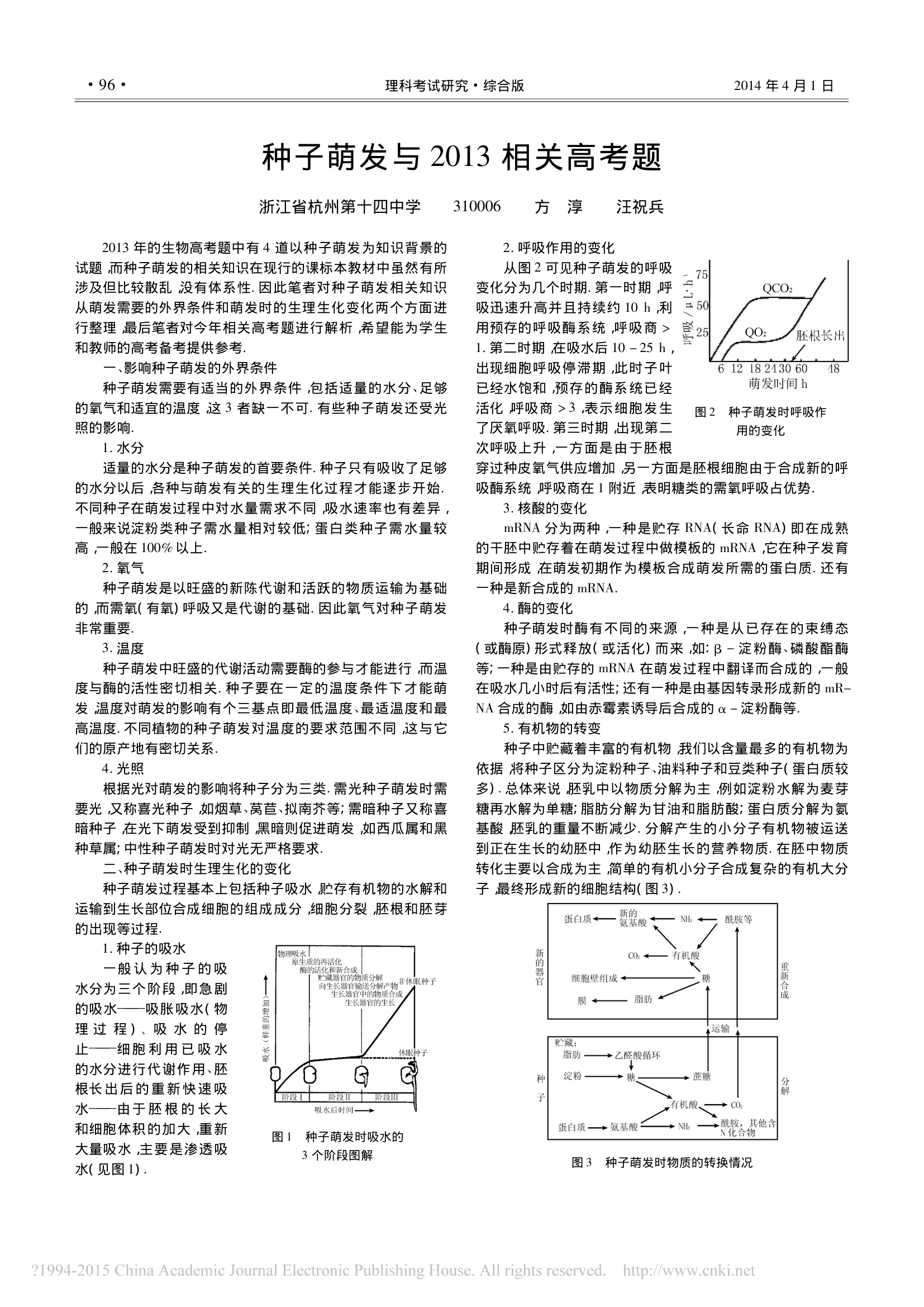 种子萌发与2013相关高考题_方淳第1页