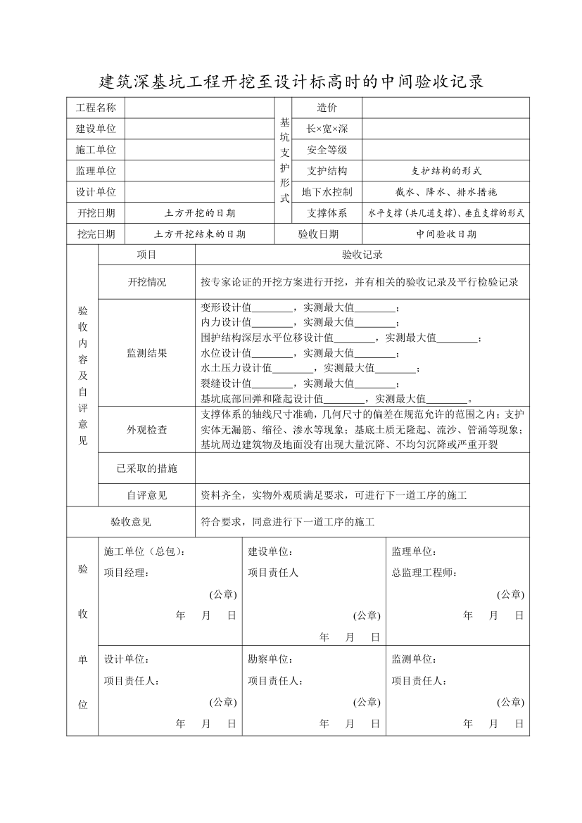 建筑深基坑工程土方开挖条件验收记录.doc第2页