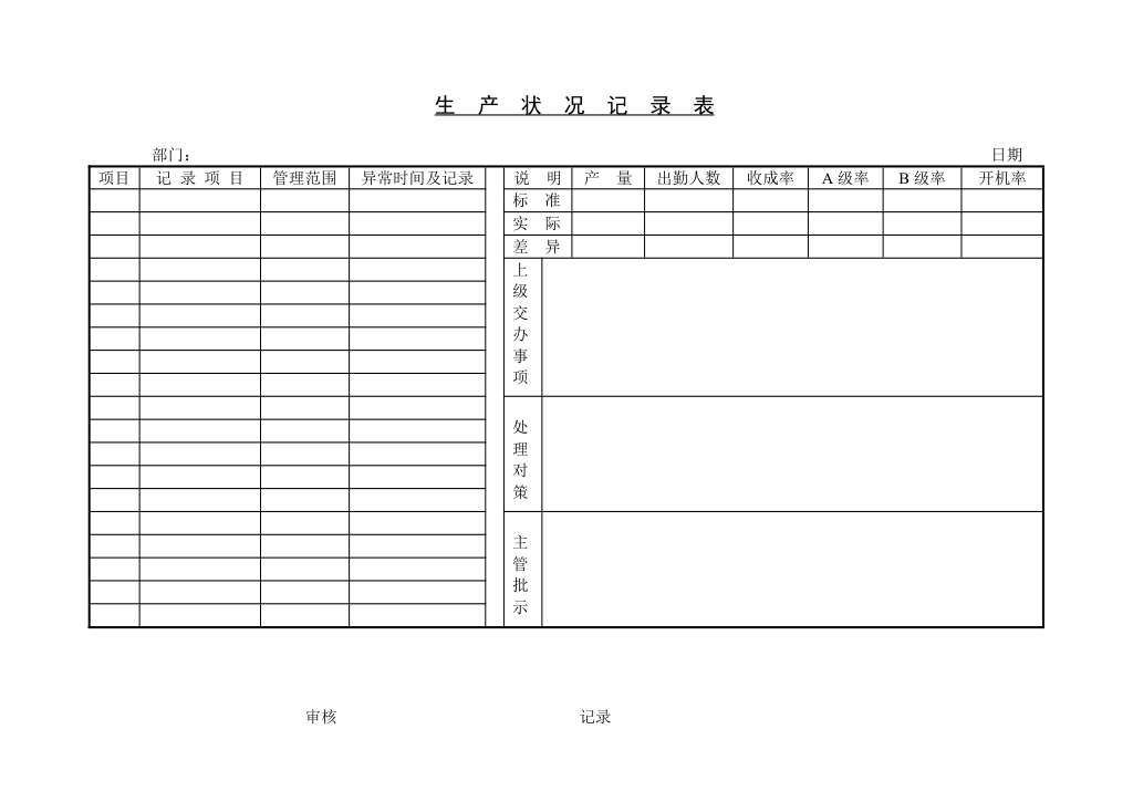 某公司生产状况记录表.doc