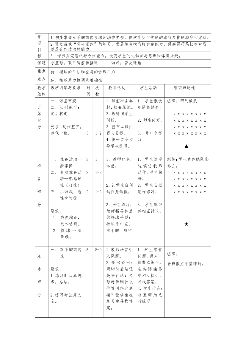 六年级体育教案 -篮球 全国通用.doc第3页