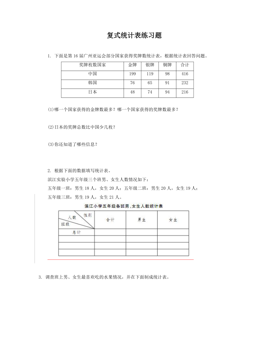 复式统计表 练习题.doc第1页