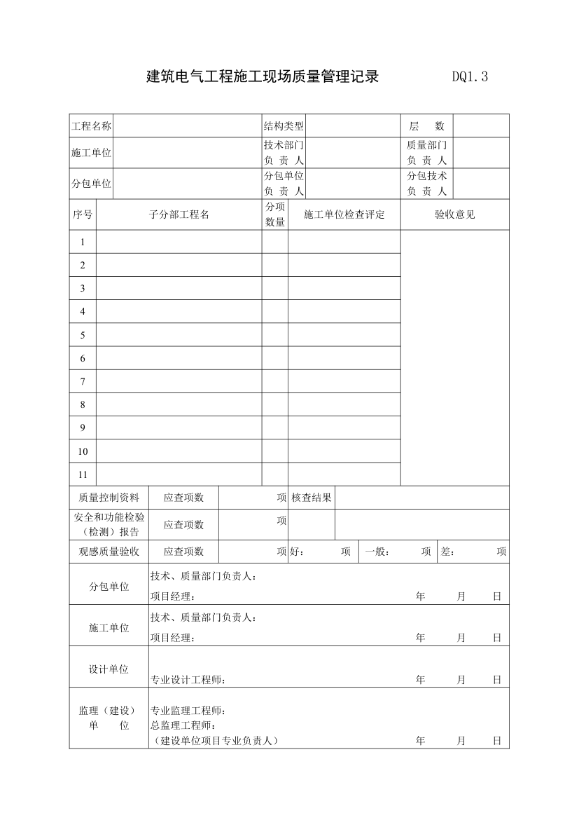 建筑电气工程质量验收记录表.doc第1页