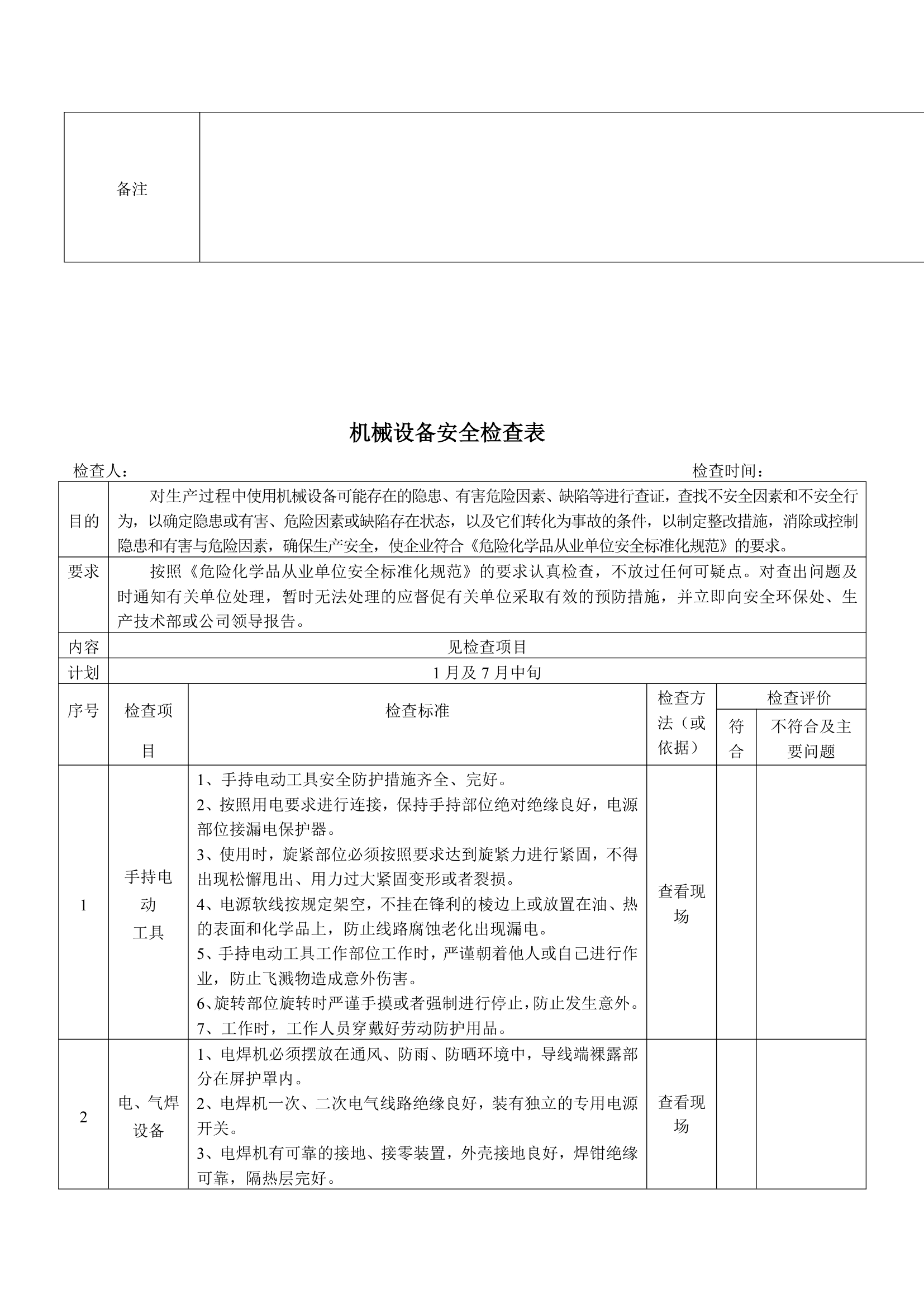 XX公司各种安全检查表大全.doc第16页