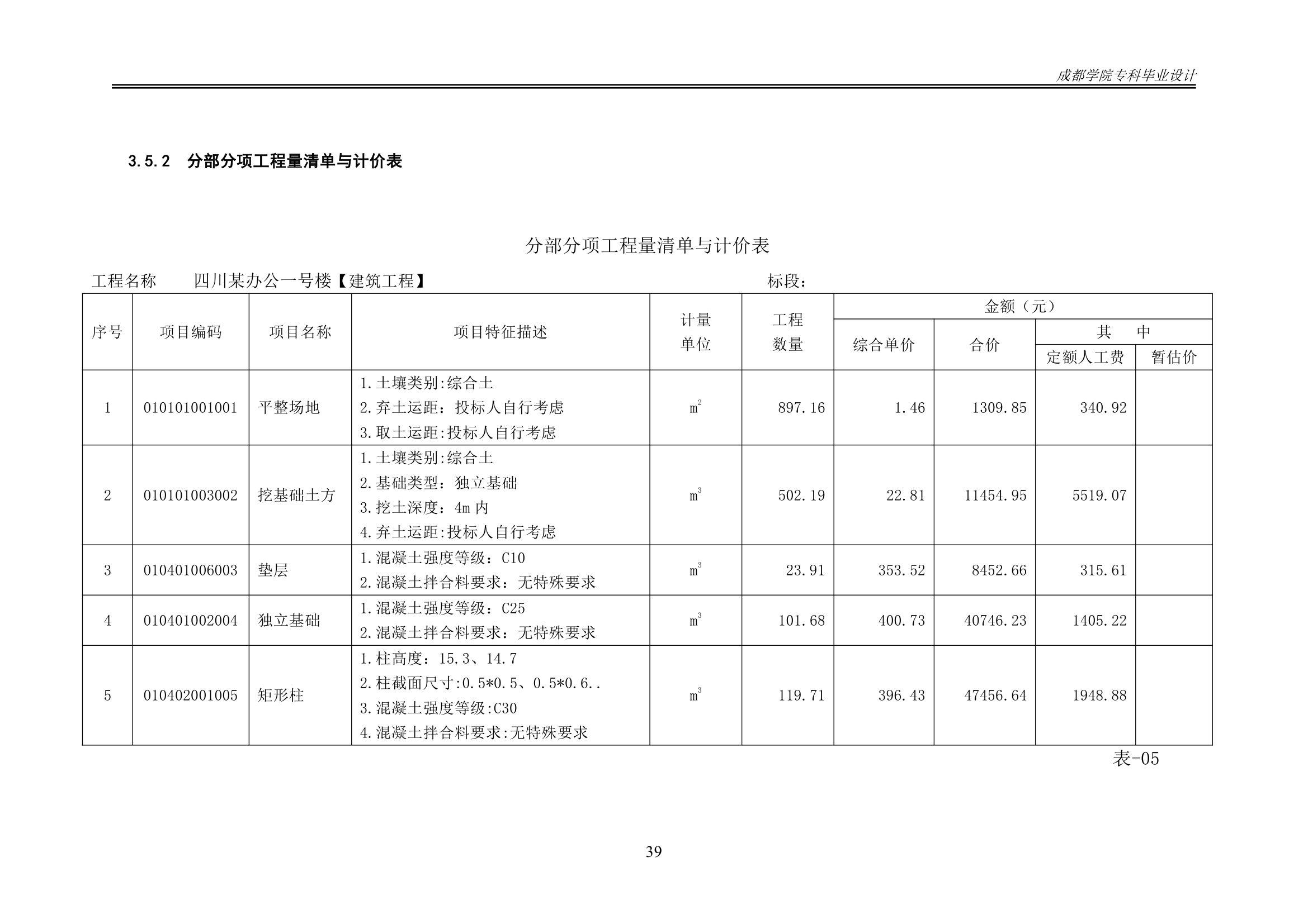 某办公楼工程造价工程量清单编制.docx第44页