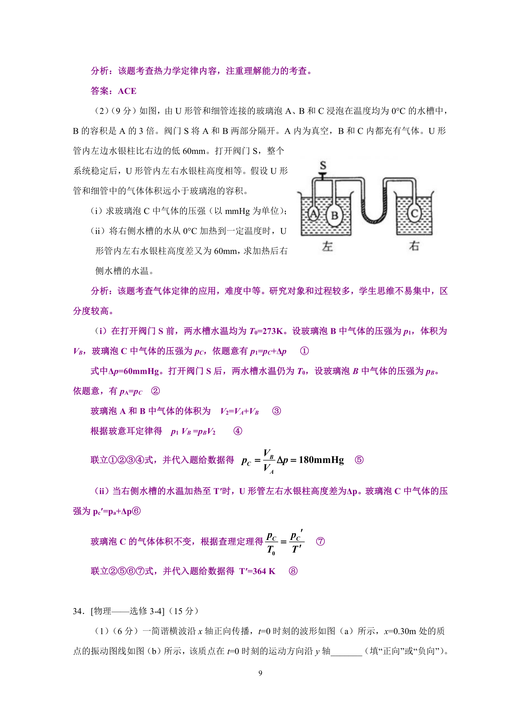 2012年宁夏高考物理试卷分析第9页