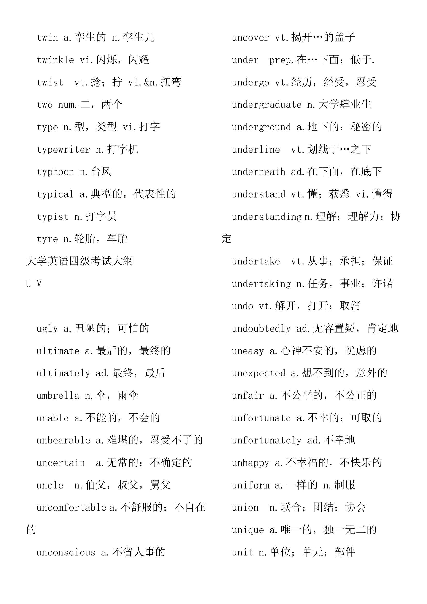 大学英语四级考试大纲3800英语词汇表.docx第90页