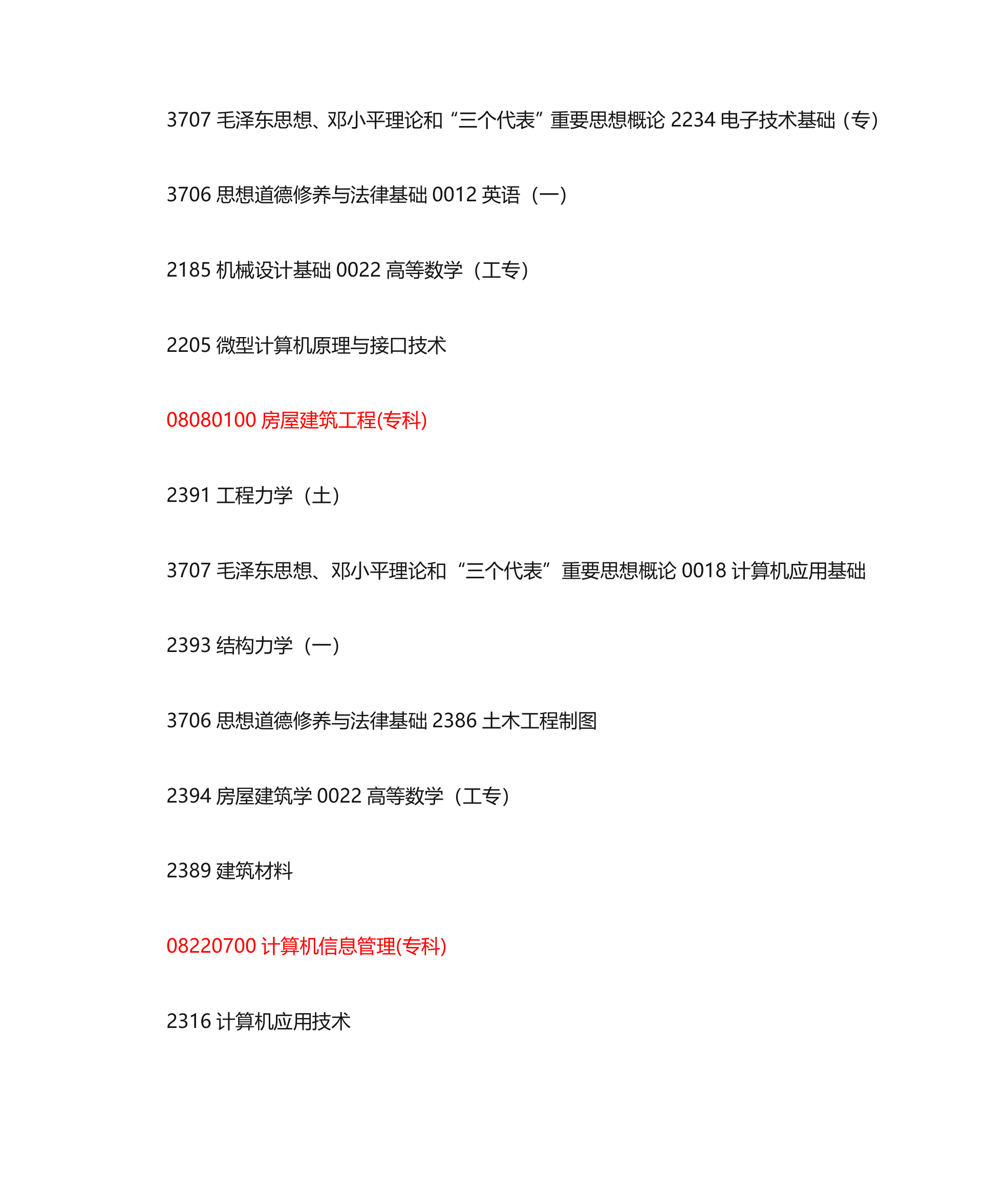 云南自考报考科目及专业代码第23页