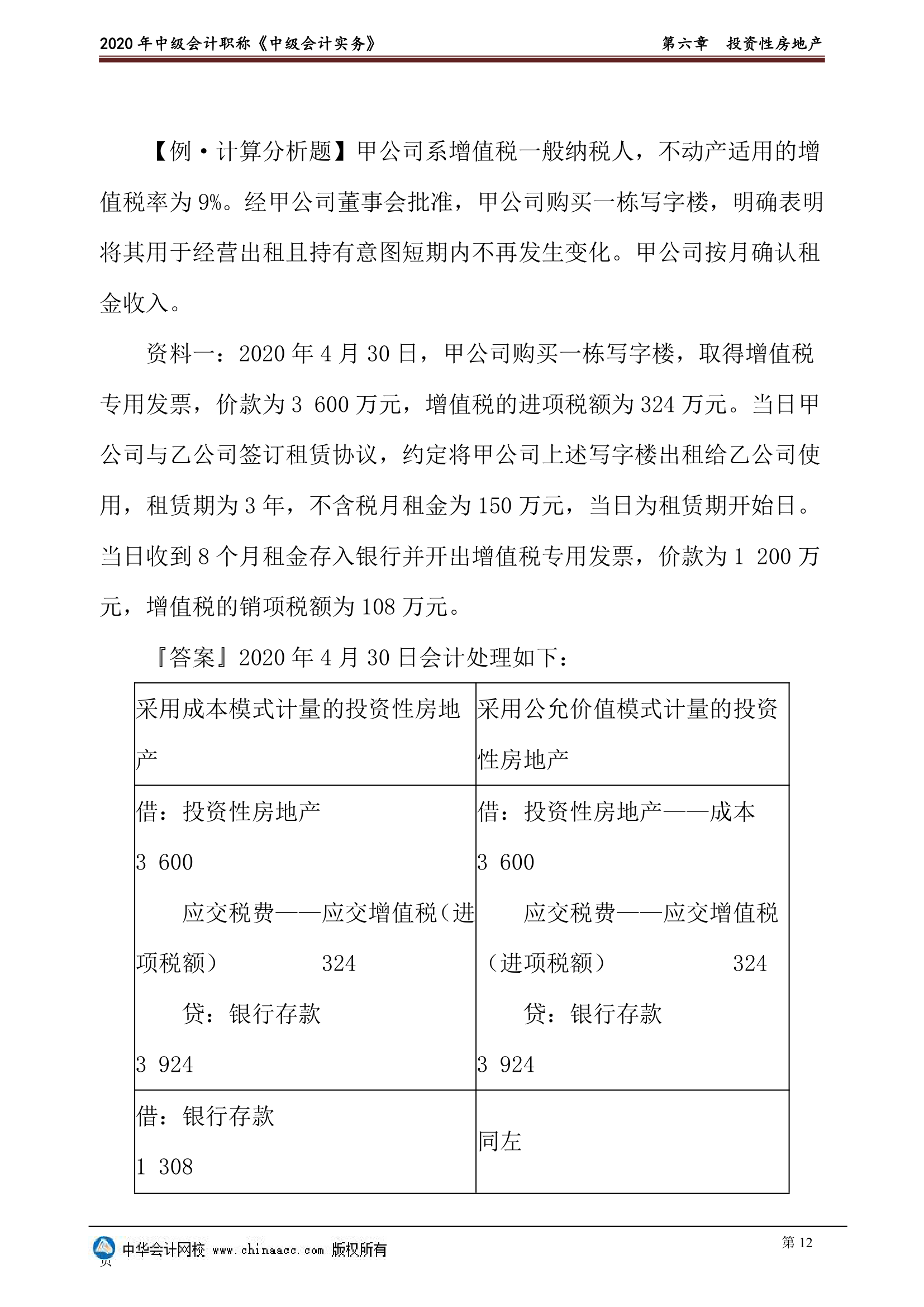 2020年中级会计实物第六章投资性房地产讲义第12页