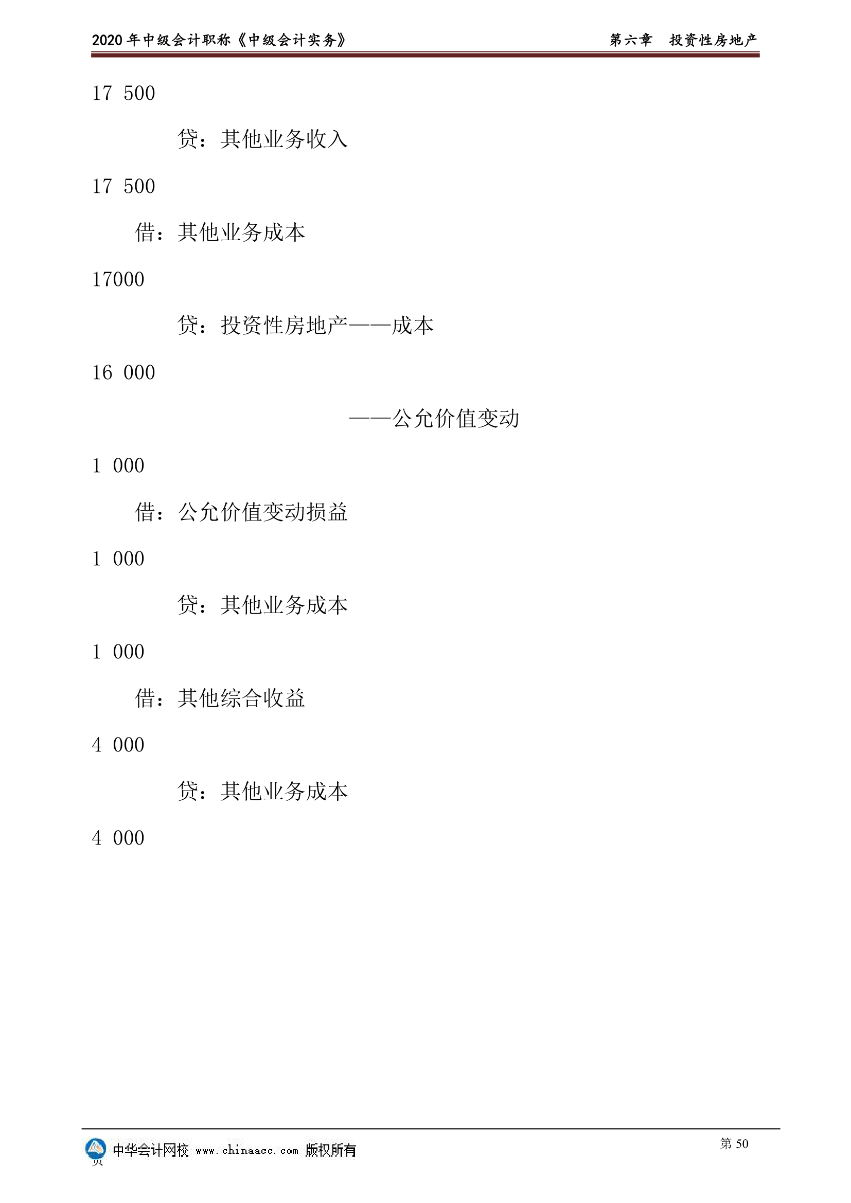 2020年中级会计实物第六章投资性房地产讲义第50页