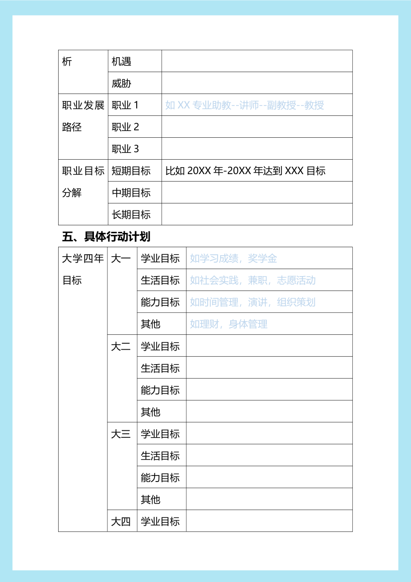 实用大学生职业生涯规划表.docx第4页