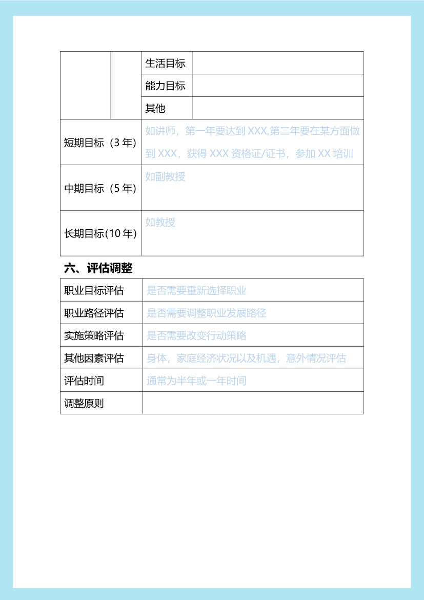 实用大学生职业生涯规划表.docx第5页