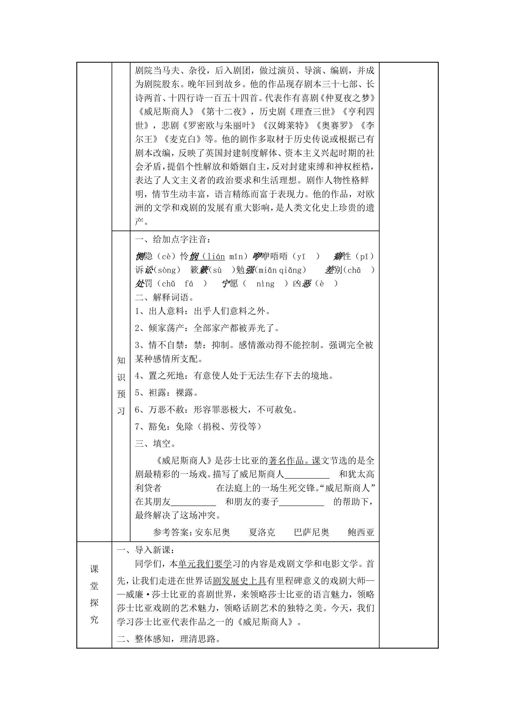 威尼斯商人  学案.doc第2页