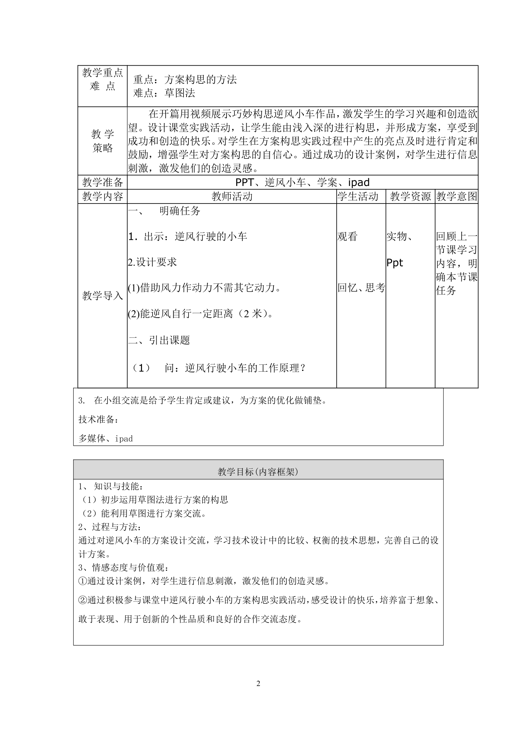 苏教版高中通用技术 必修一5.1 方案的构思方法  教案.doc第2页