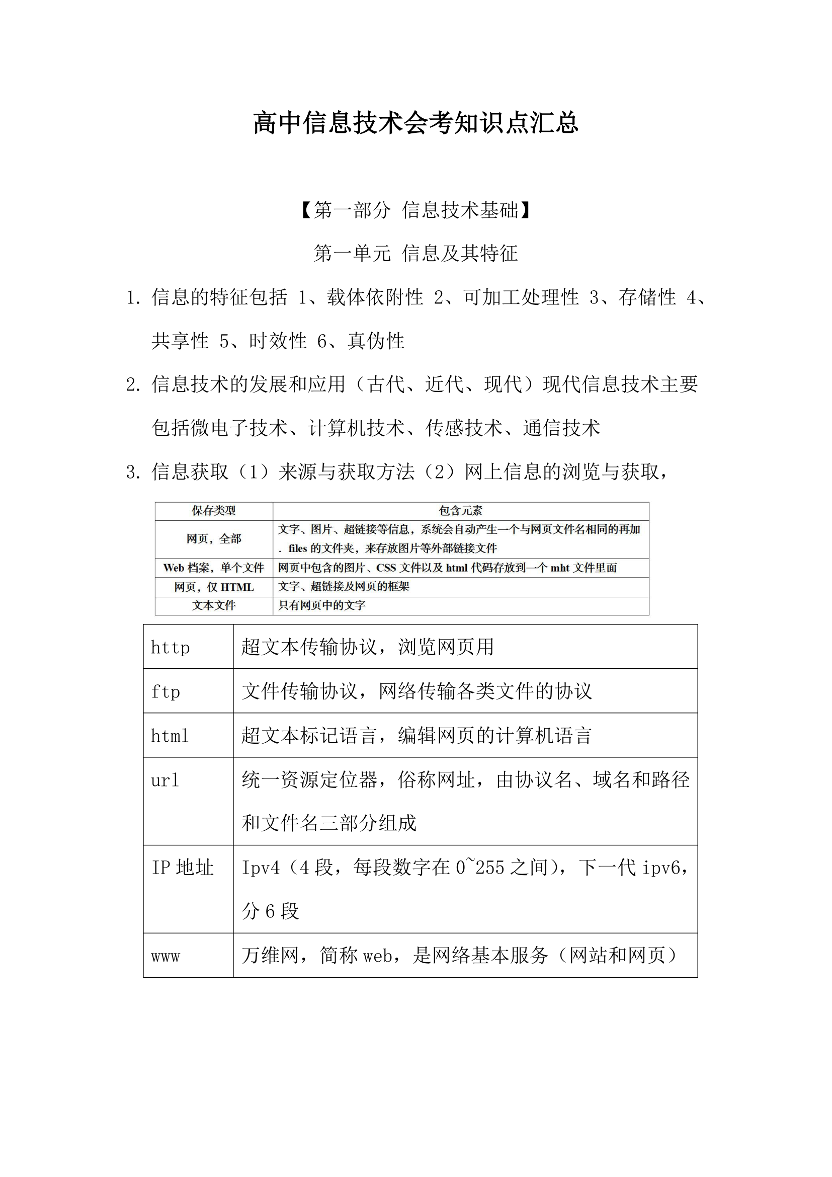 高中信息技术会考知识点汇总.docx第1页