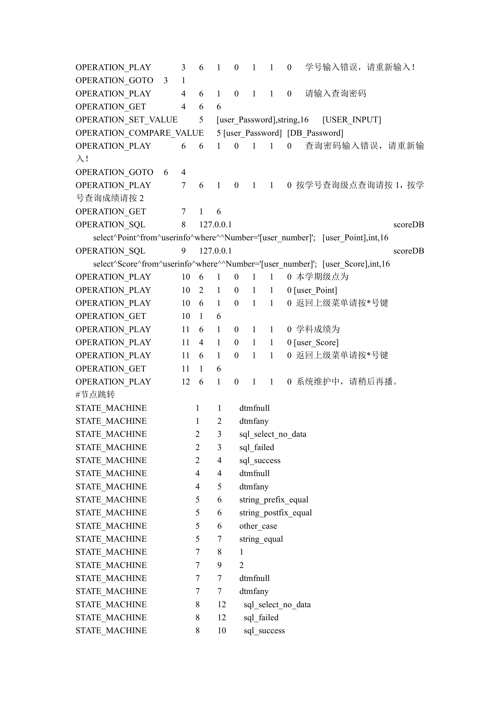 成绩语音电话查询系统实验报告书第4页