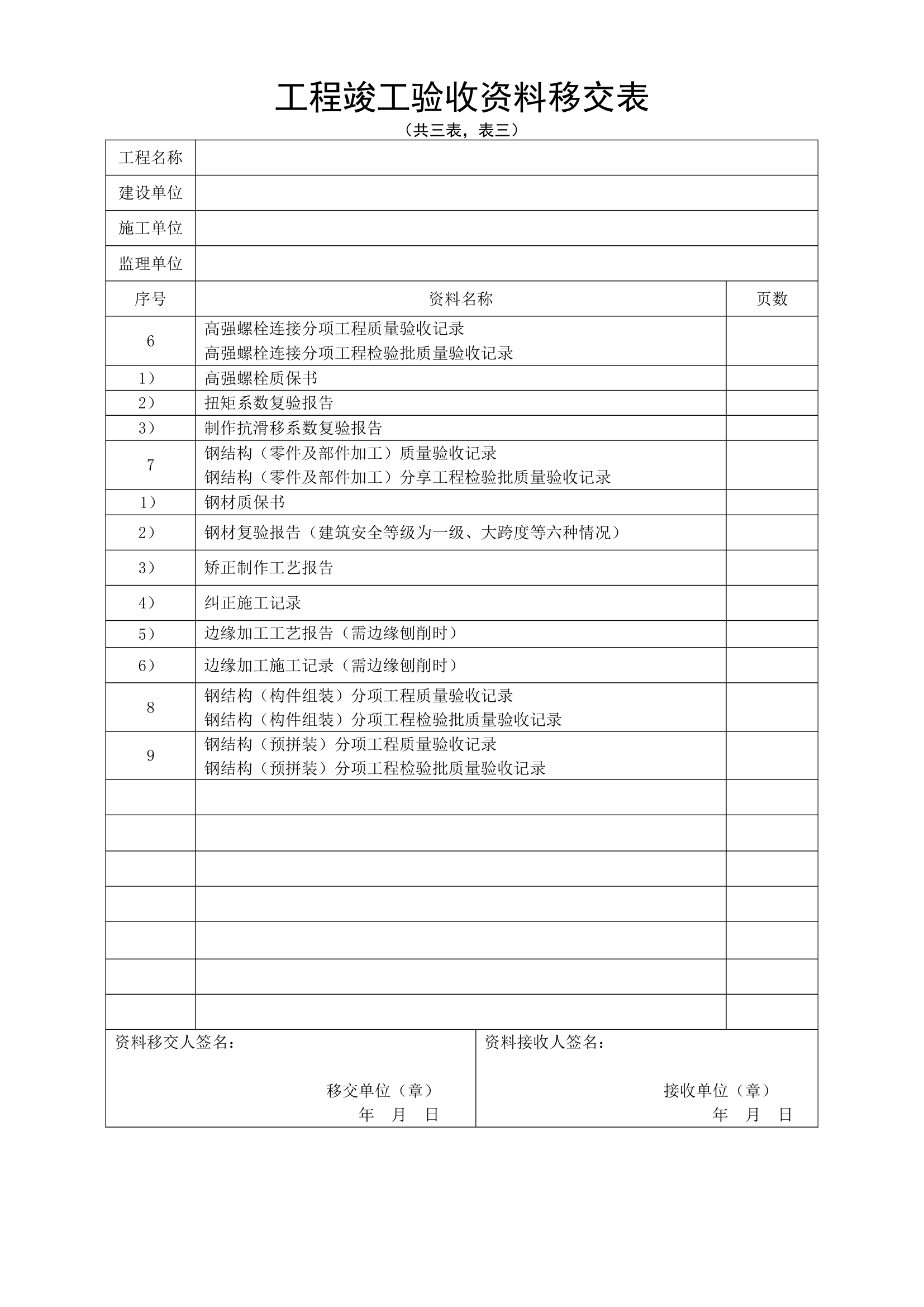 工程竣工验收资料移交表.doc第3页