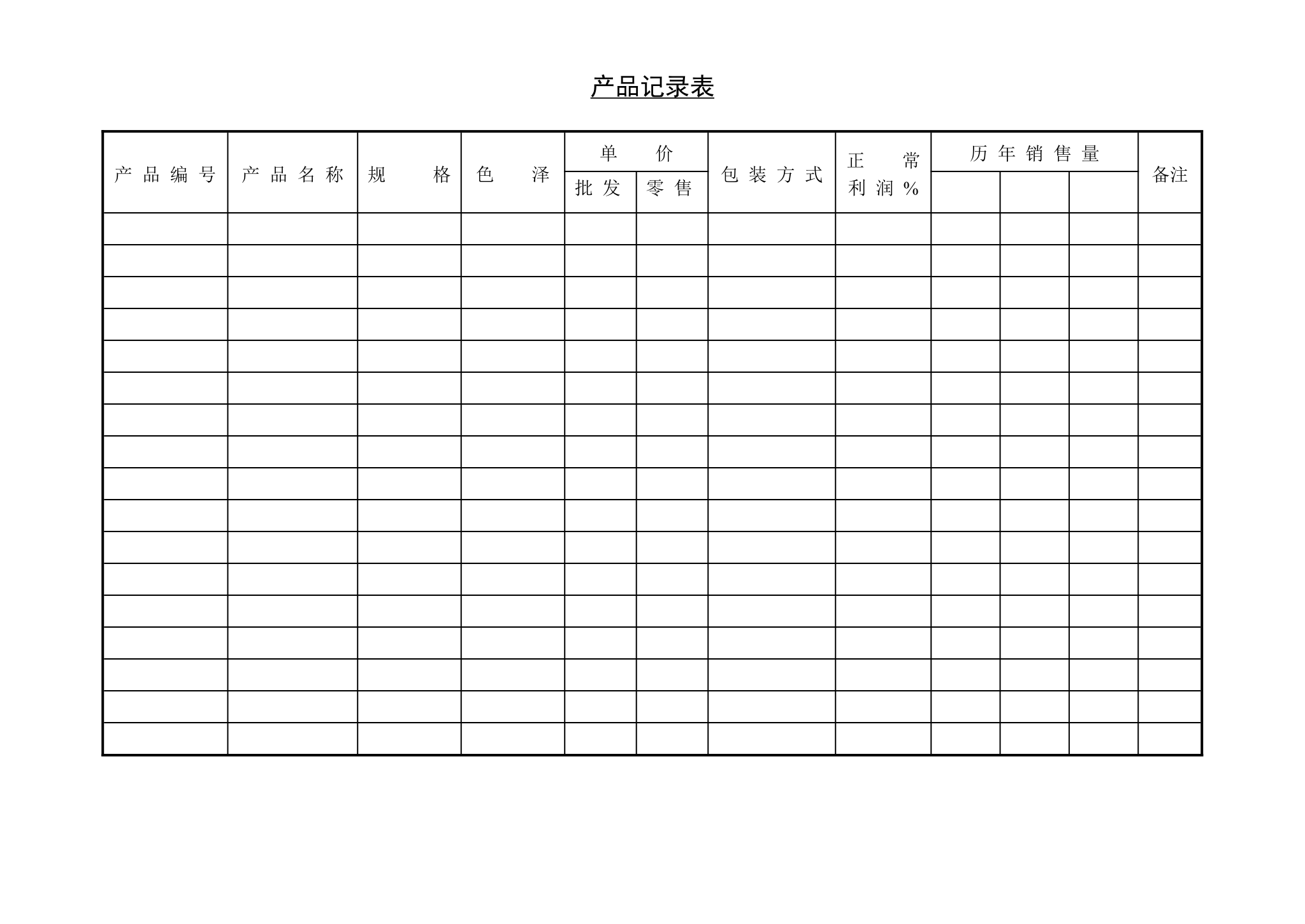 某公司产品记录表.doc