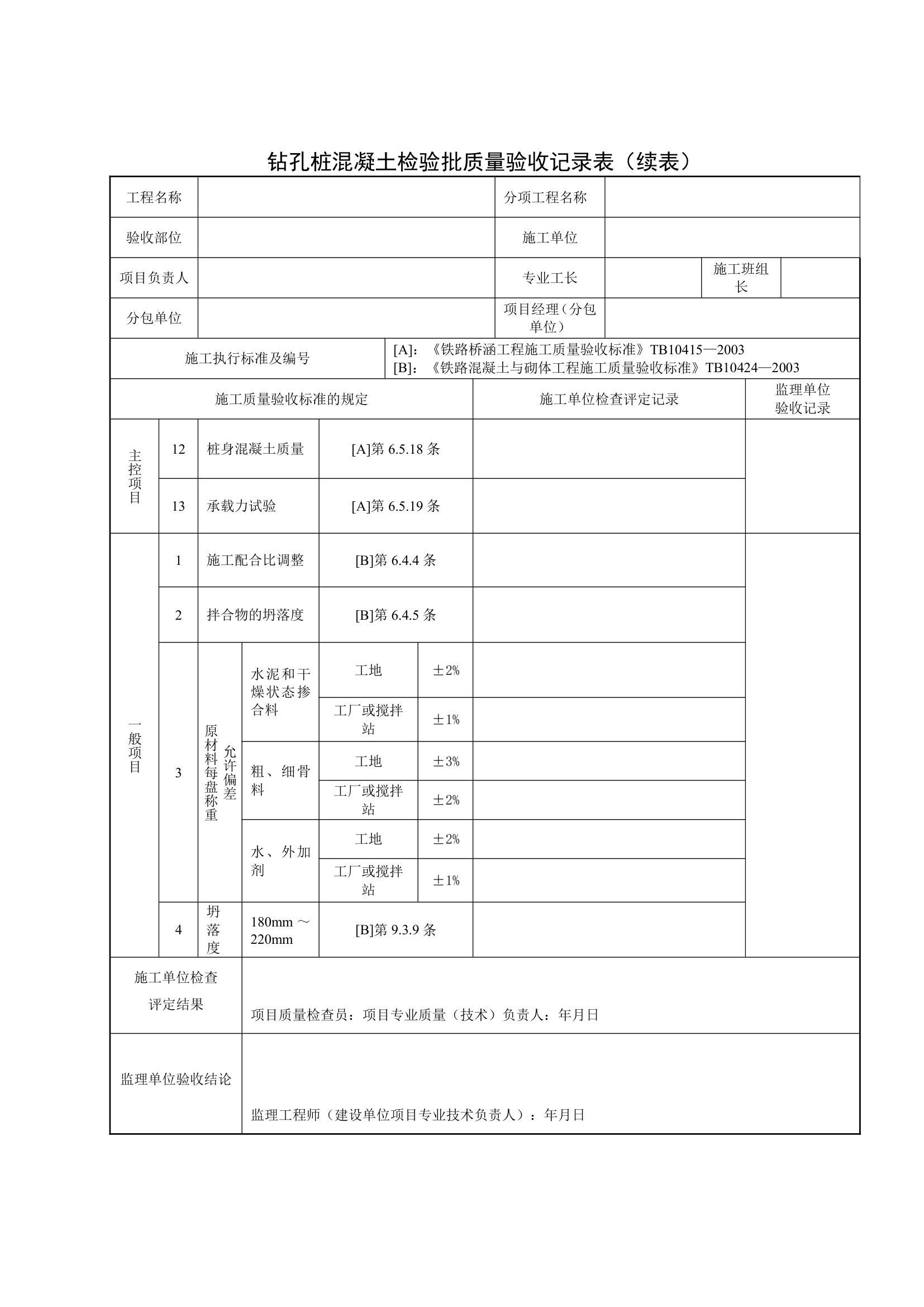 钻孔桩混凝土检验批质量验收记录表.docx第2页