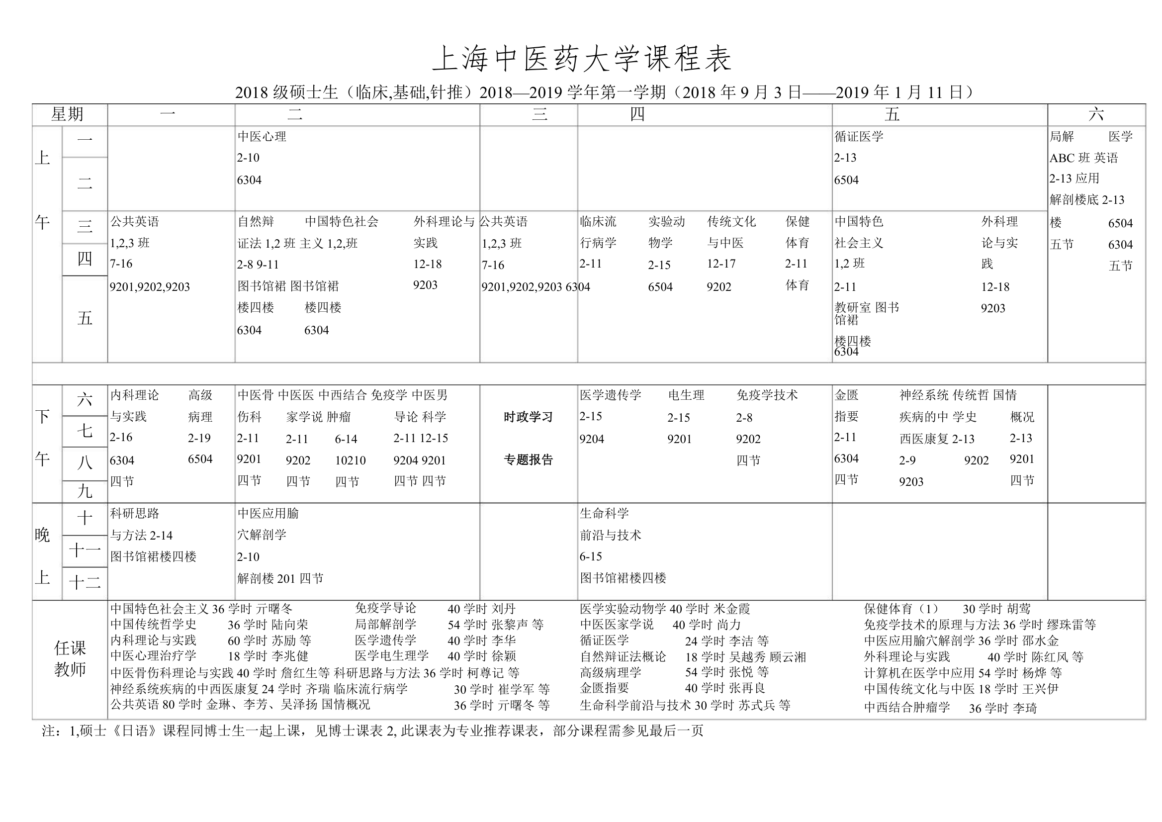 上海中医药大学课程表041019222214第1页