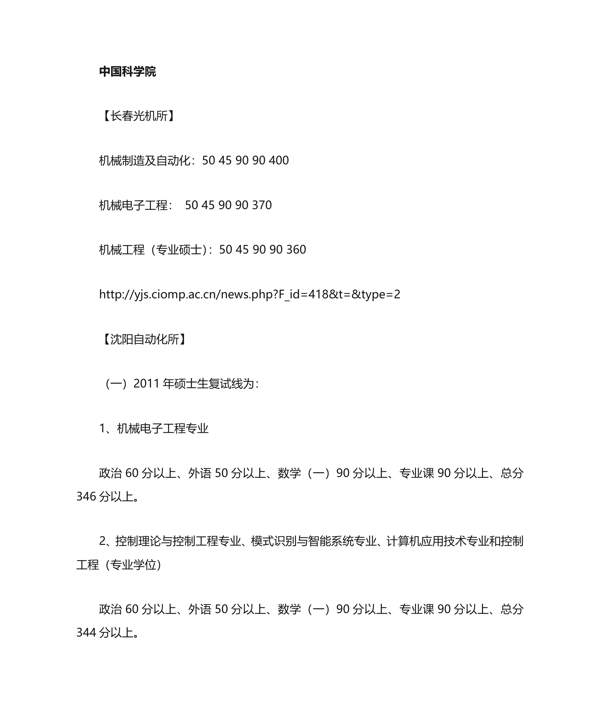 机械专业各个高校考研录取分数线第2页