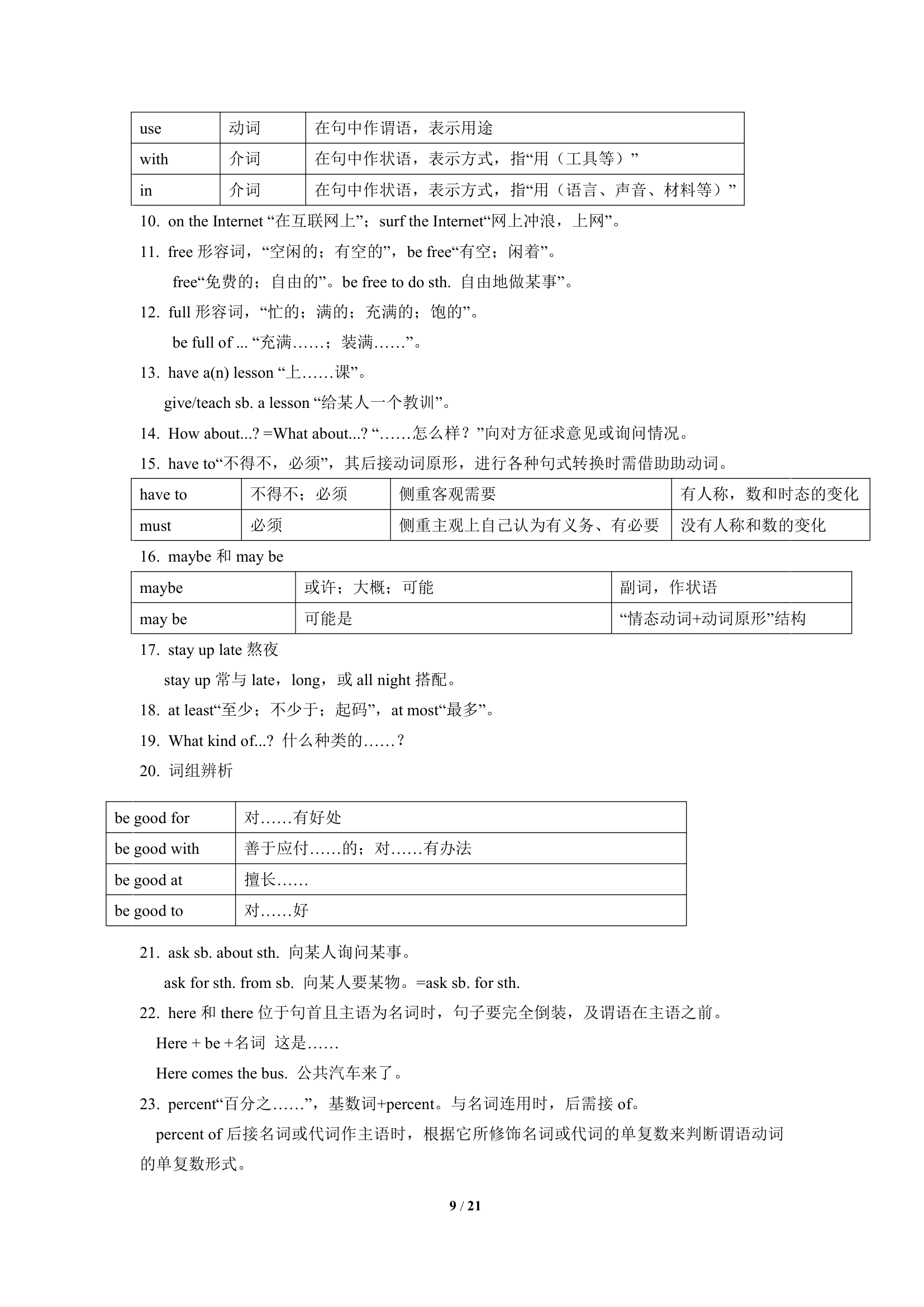 人教版八年级上册期末备考：Unit1-2知识点精讲精练.doc第9页