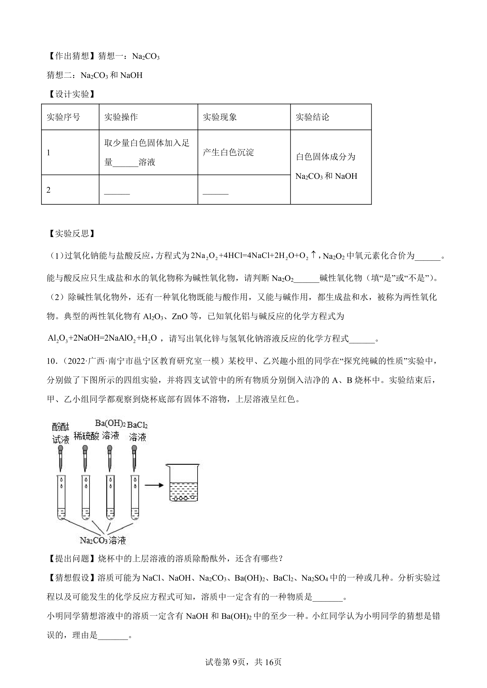 2022年初三化学中考专题复习——科学探究题（word版 含答案）.doc第9页