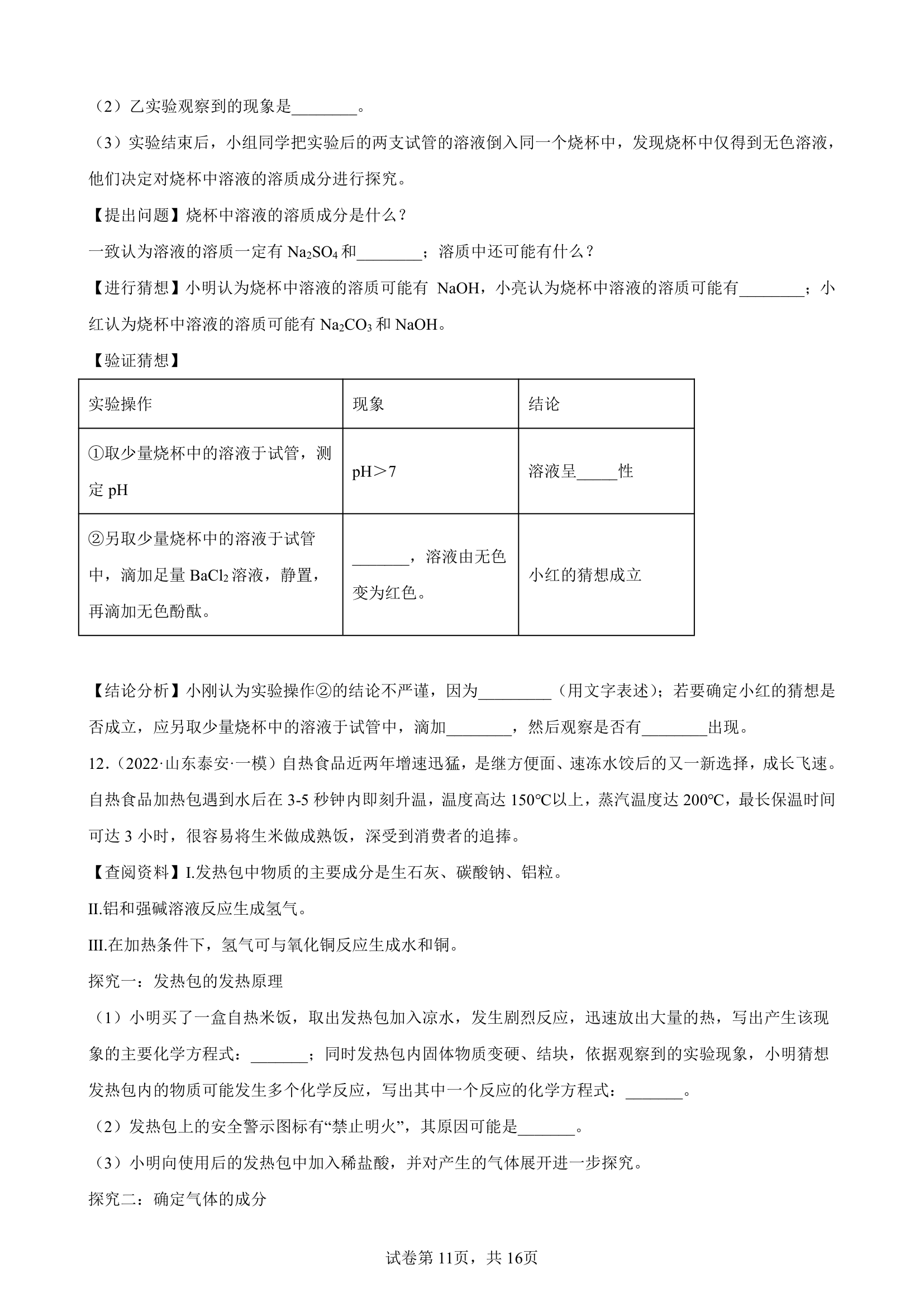 2022年初三化学中考专题复习——科学探究题（word版 含答案）.doc第11页