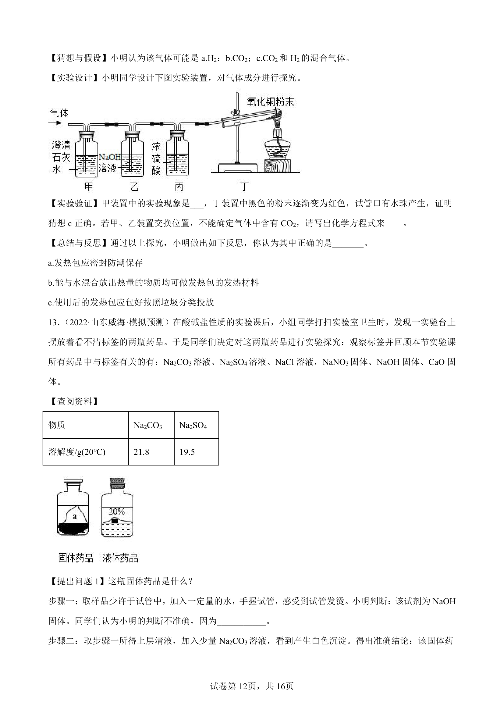 2022年初三化学中考专题复习——科学探究题（word版 含答案）.doc第12页