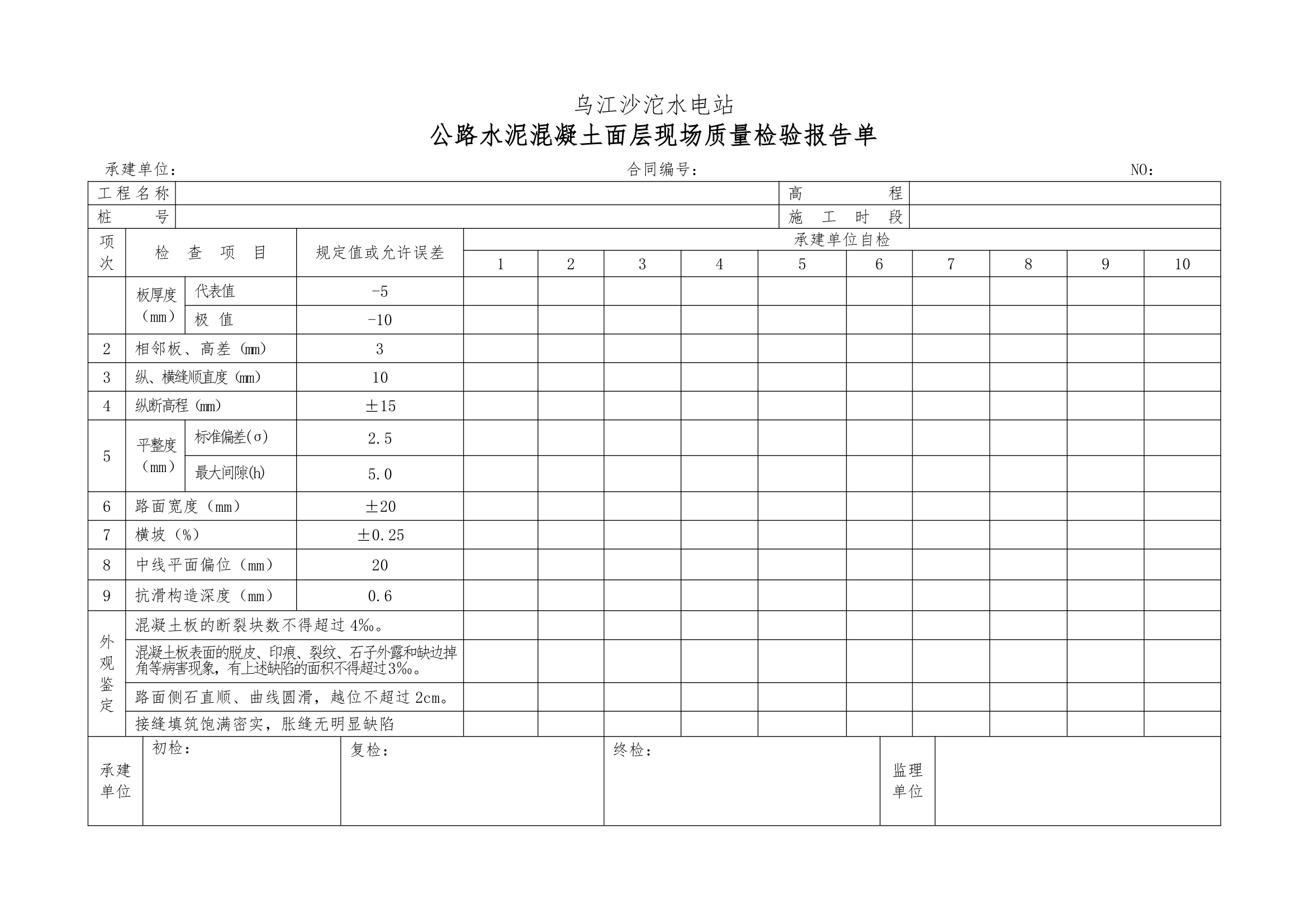 普通沥青及混凝土道路单元工程验收表格1.docx第22页