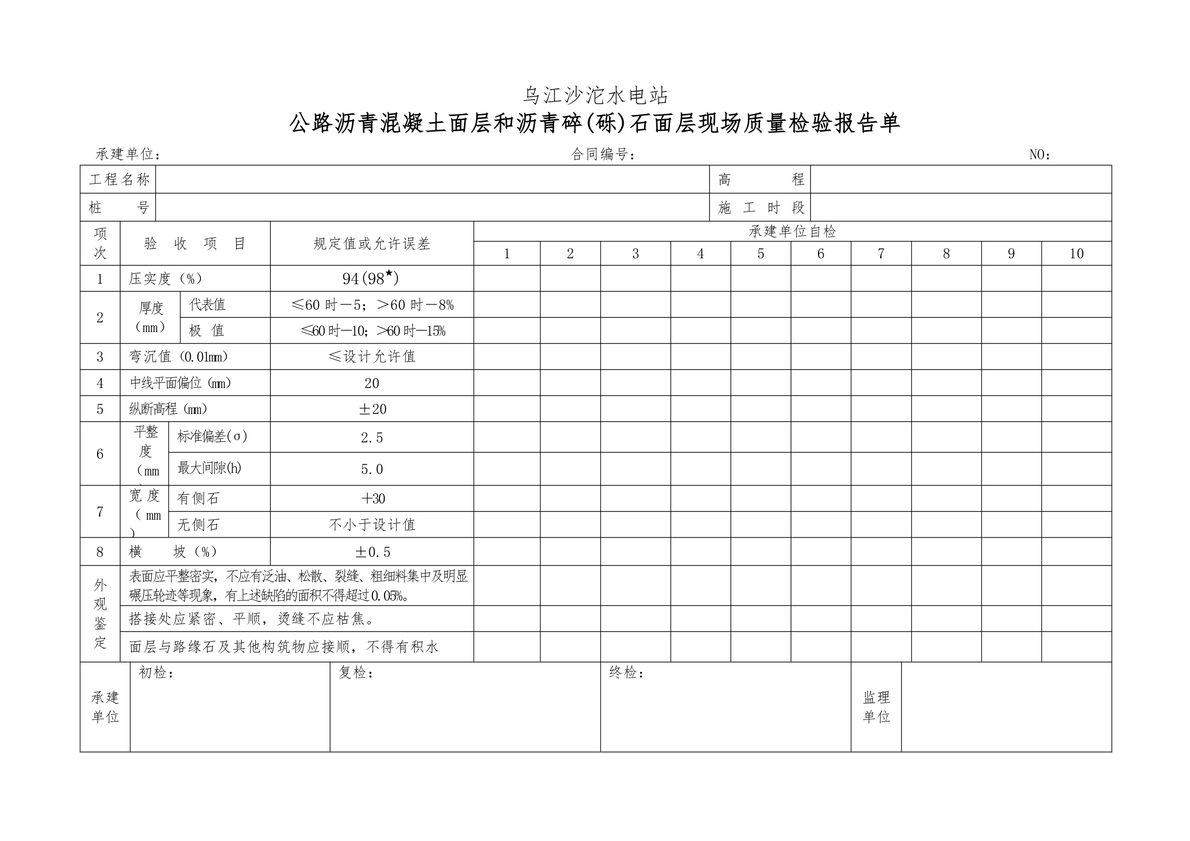 普通沥青及混凝土道路单元工程验收表格1.docx第24页