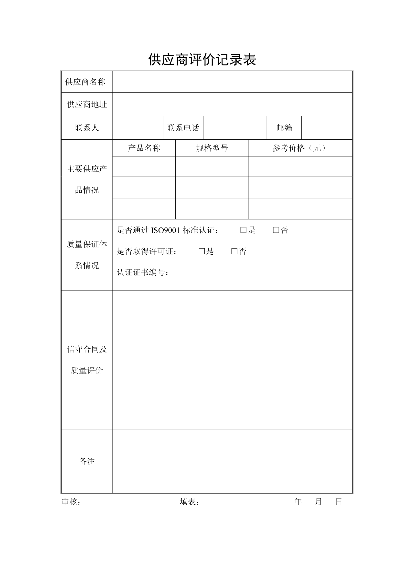 供应商评价记录表.docx