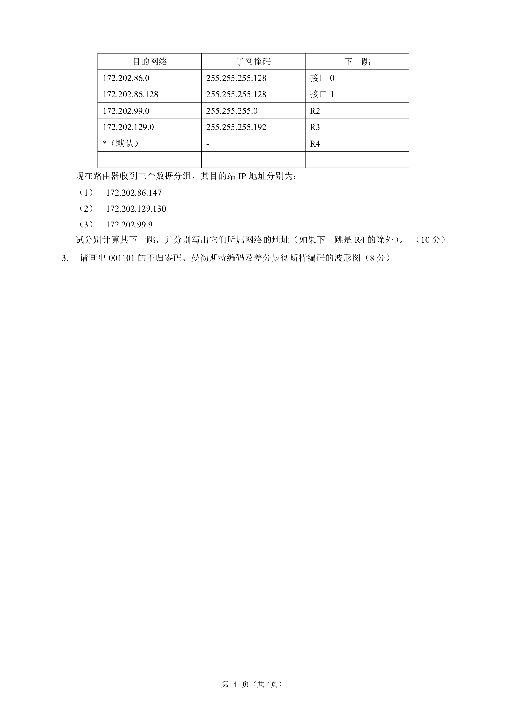 大连东软信息学院计算机网络期末卷2015第4页