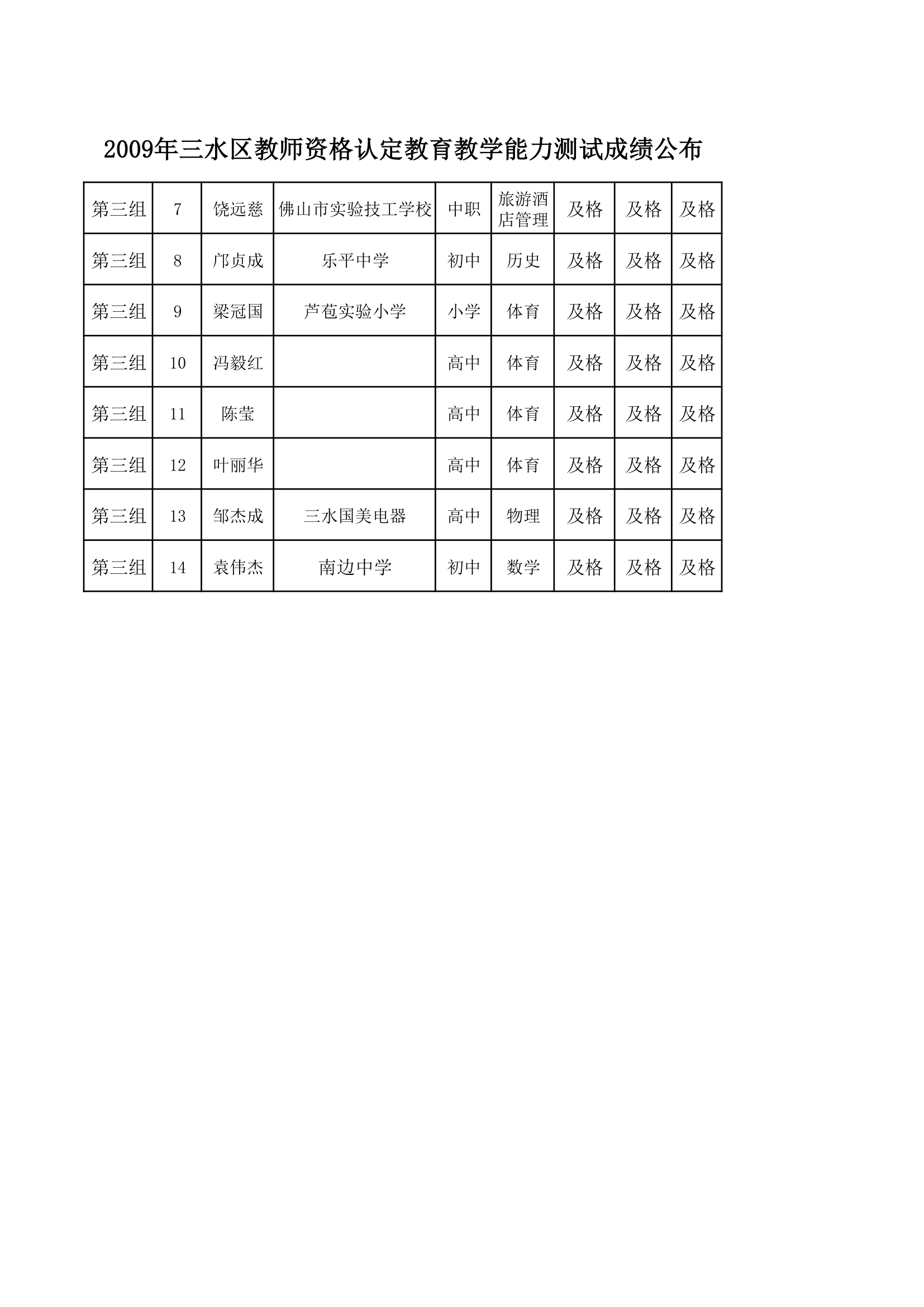 能力测试成绩表第3页