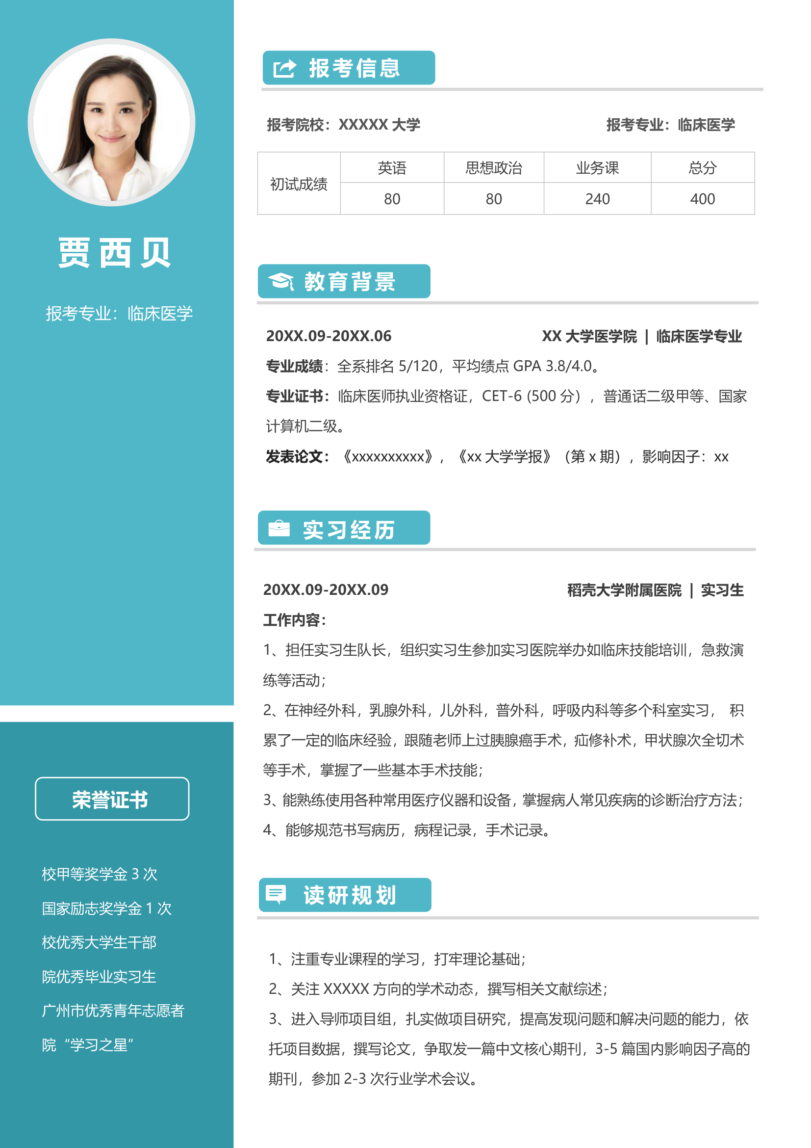 医学类考研复试简历.docx