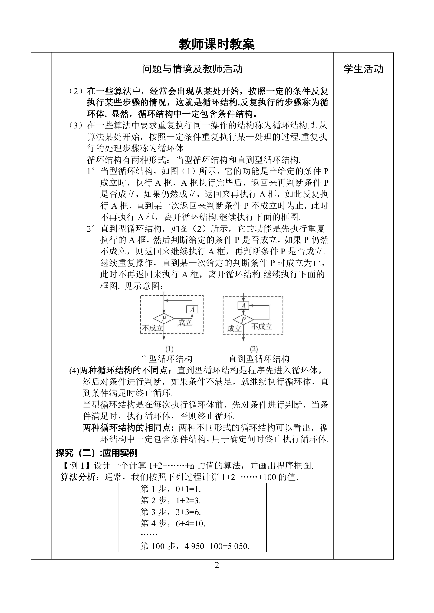 人教高中数学必修三1.1.2循环结构教案.doc第2页