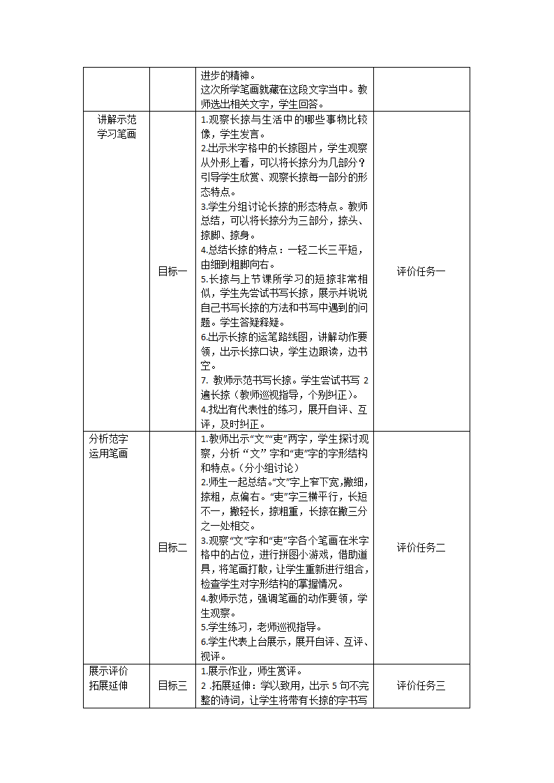 湘美版 书法练习指导 12长捺 教案（表格式）.doc第2页