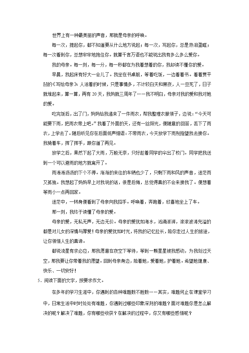 2023年中考语文高频考点突破——命题作文（含解析及范文）.doc第12页