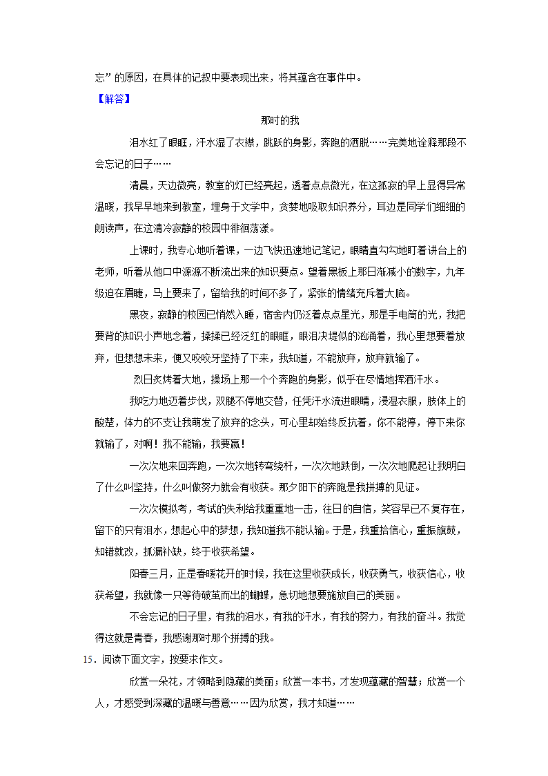 2023年中考语文高频考点突破——命题作文（含解析及范文）.doc第26页